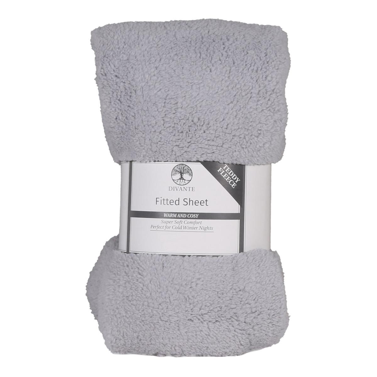 Teddy Fleece Fitted Sheet - Silver / King – image 2
