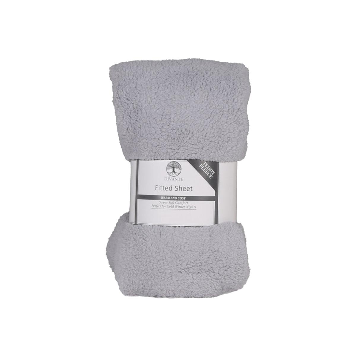 Teddy Fleece Fitted Sheet - Silver / King – image 1