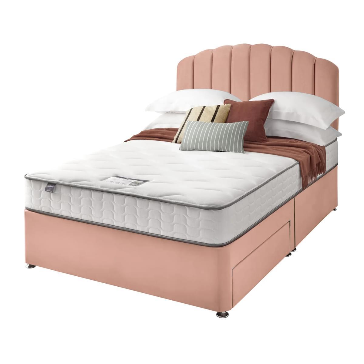 Return - Silentnight Divan Bed With Velvet Merlin Headboard, Single Pink with 2 Drawers – image 6