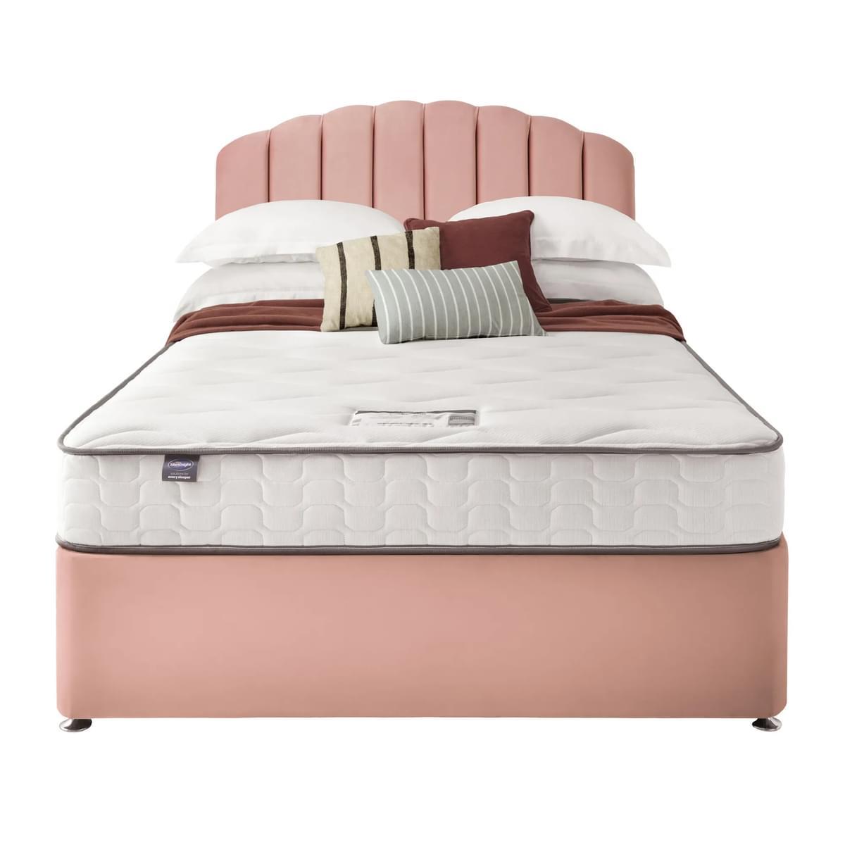 Return - Silentnight Divan Bed With Velvet Merlin Headboard, Single Pink with 2 Drawers – image 7