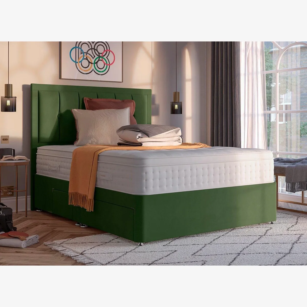 Dream Team Divan Bed Base - 4'0 Small Double - Green