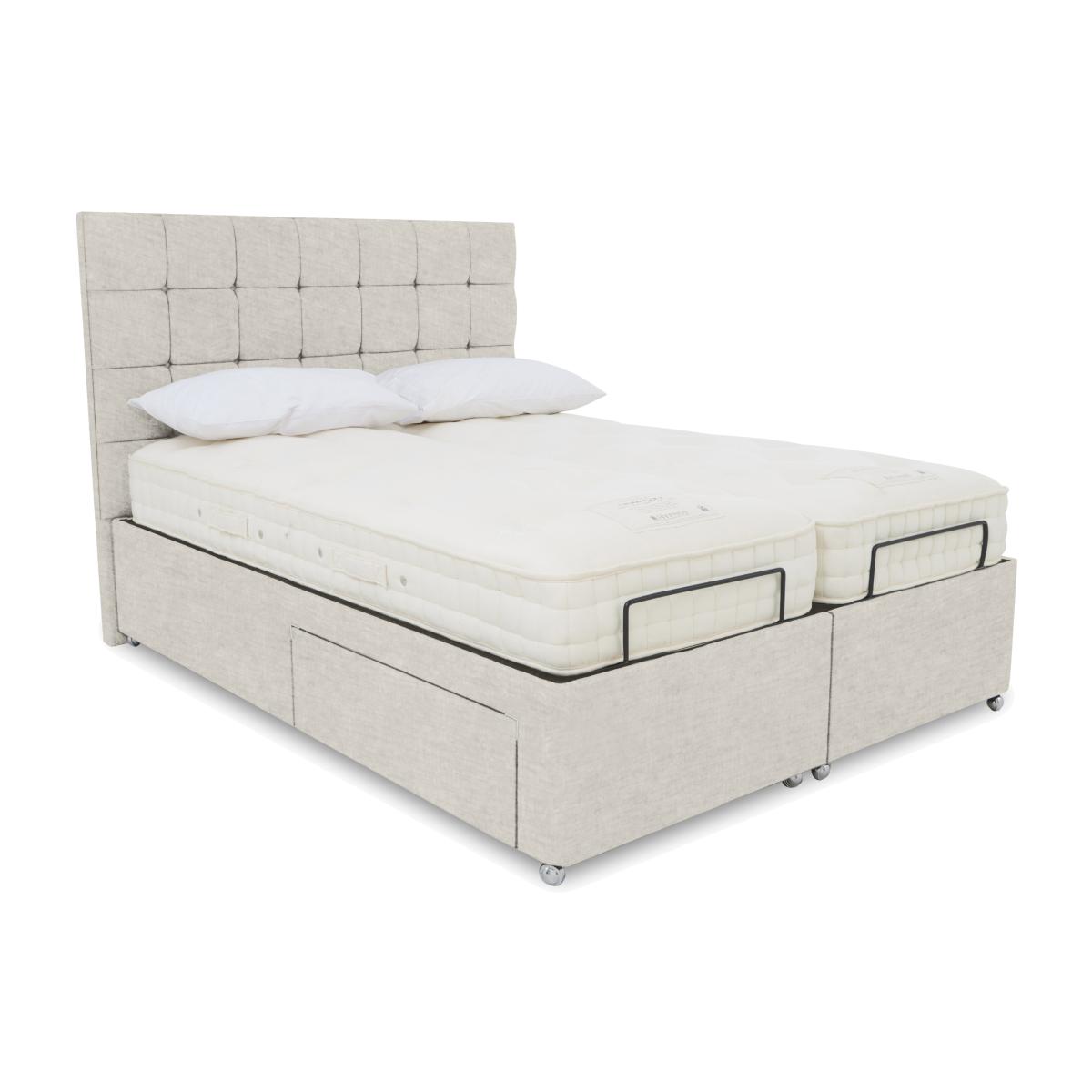 E-Motion Kaito Dual Adjustable Divan Base With 4 Drawers with Headboard - King Size - Sandstone Pearl – image 1