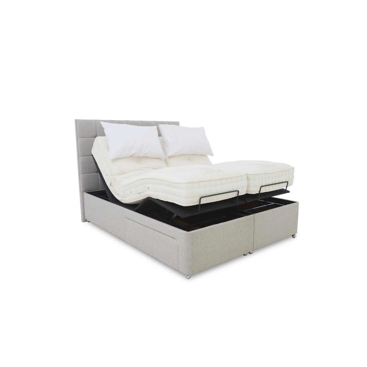 E-Motion Kaito Dual Adjustable Divan Base With 2 Drawers with Massage Function and Headboard - Super King - Aston Steel – image 4