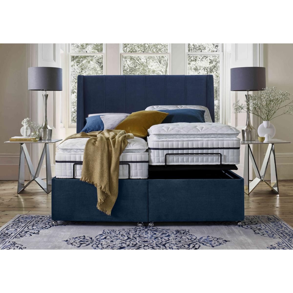 E-Motion Akira Dual Adjustable Divan Base With 4 Drawers with Headboard - King Size - Aston Silver – image 2