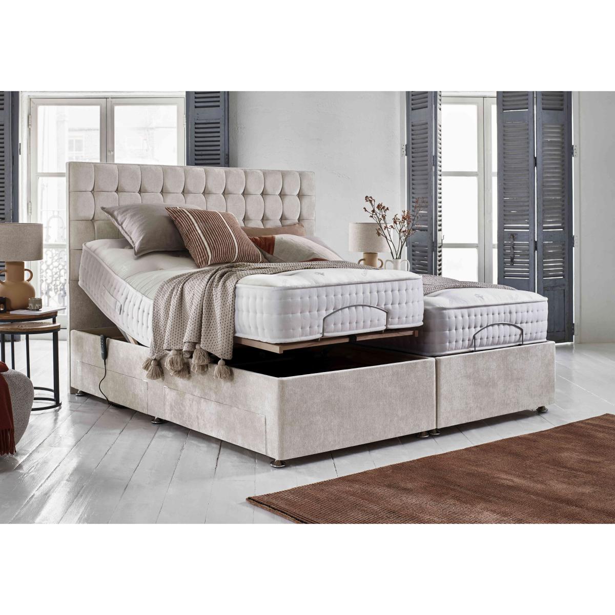 Sleep Story - Natural Comfort Adjustable Soft/Firm Divan Bed With 2 Drawer Storage - Super King - Carbon – image 2