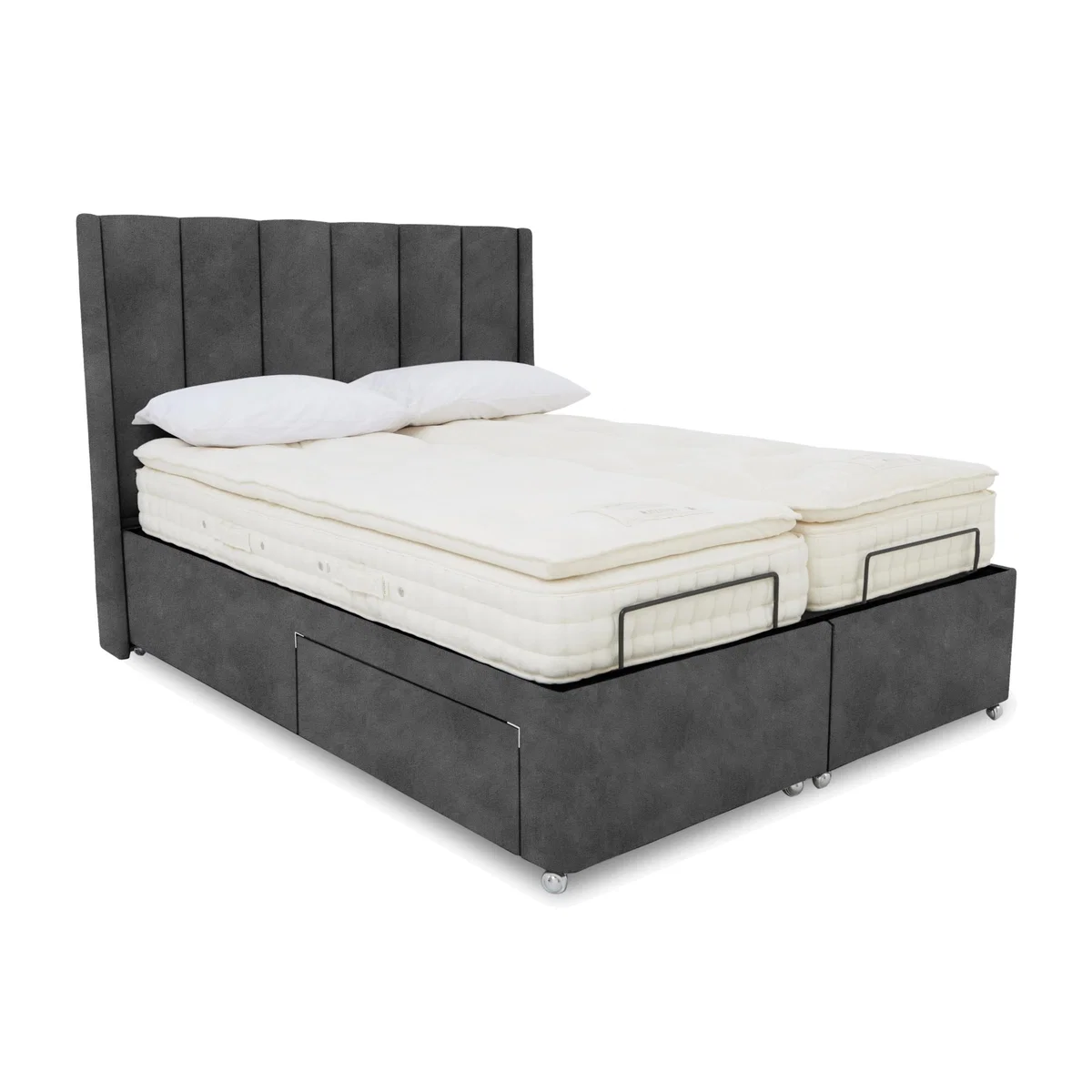 E-Motion Ryo Dual Adjustable Divan Base with Headboard - Super King - Dapple Mink – image 1