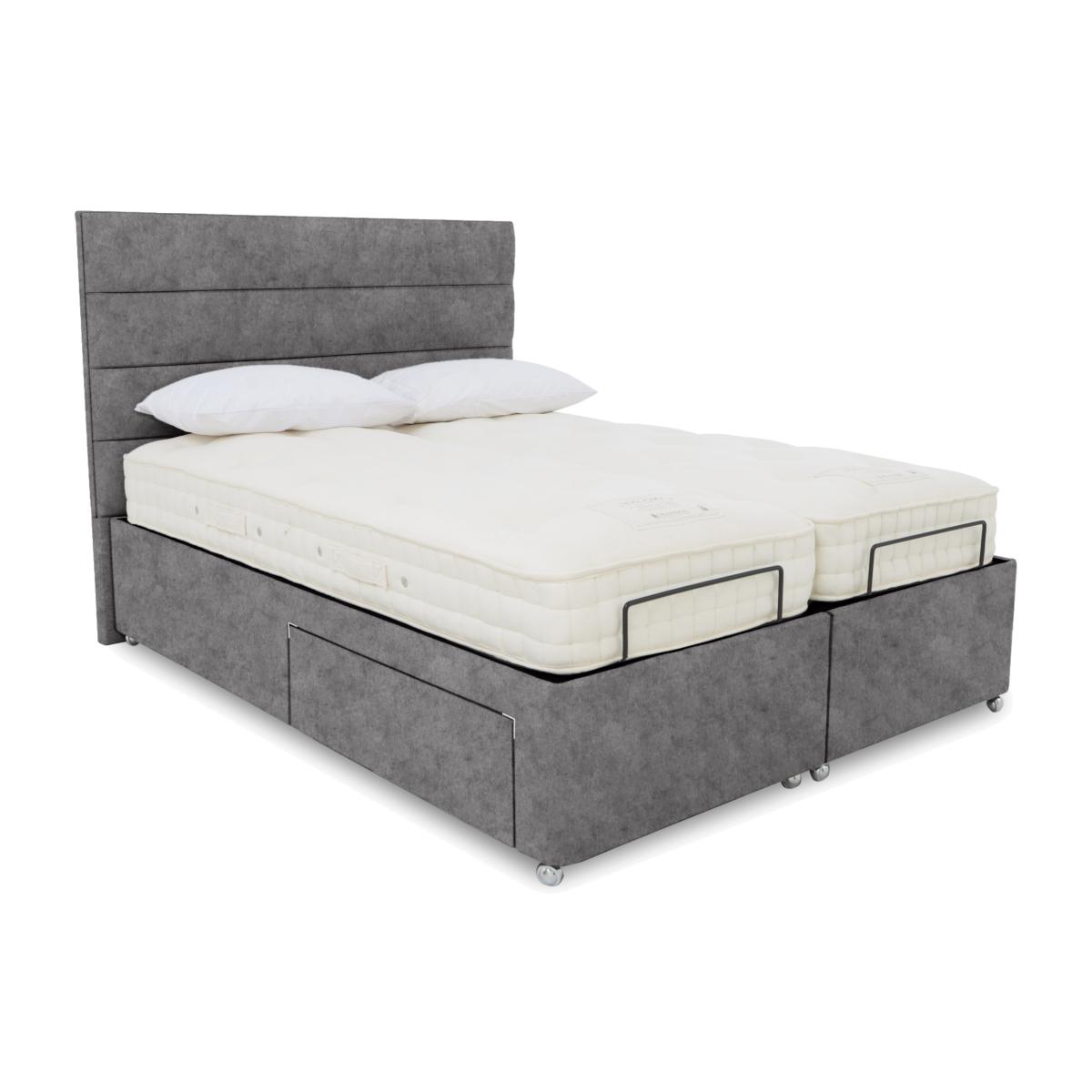 E-Motion Natsu Dual Adjustable Divan Base with Headboard - King Size - Daytona Pebble – image 1