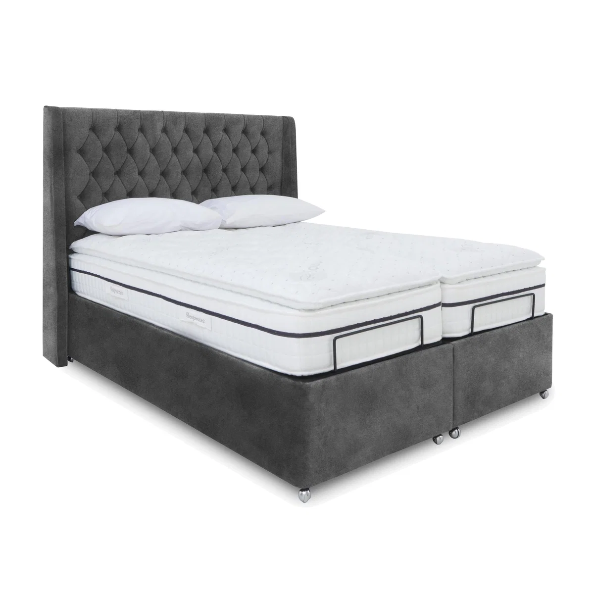 E-Motion Zen Dual Adjustable Ottoman Divan Base with Headboard - Super King - Dapple Mink – image 1