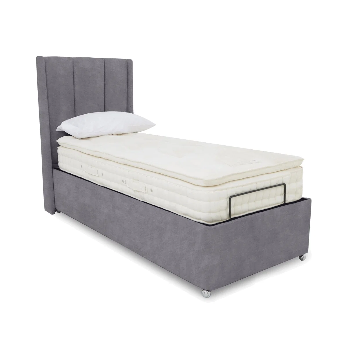 E-Motion Ryo Dual Adjustable Ottoman Divan Base with Massage Function and Headboard - Single - Aston Steel – image 1