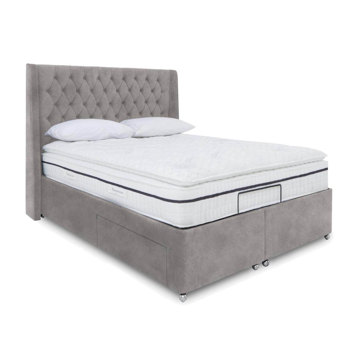 E-Motion Zen Adjustable Divan Base with Headboard - King Size - Dapple Oyster – image 1