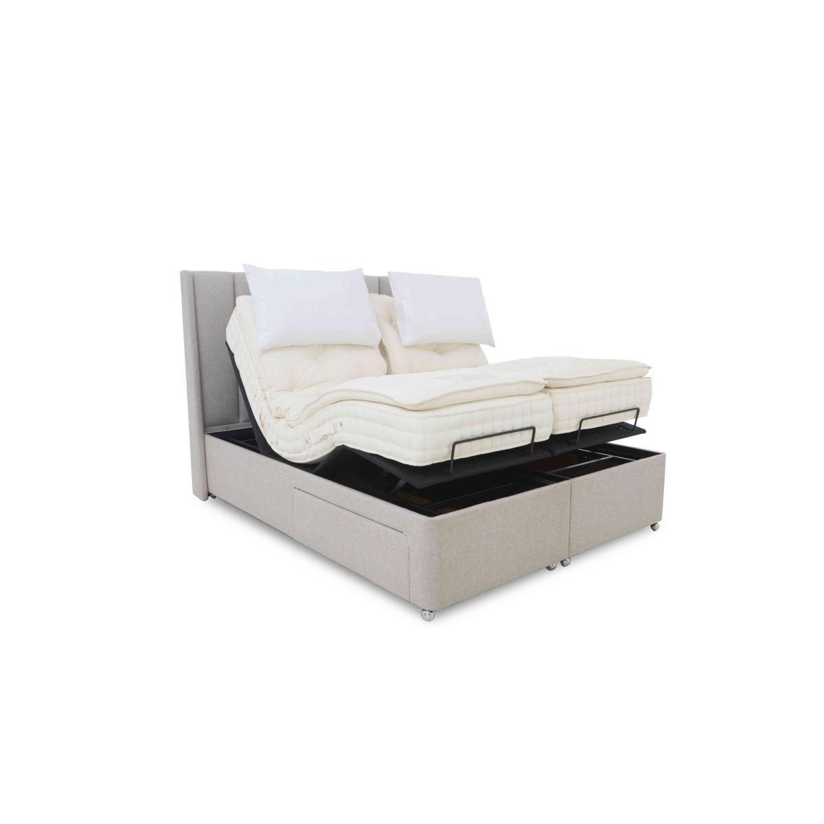 E-Motion Ryo Dual Adjustable Divan Base With 4 Drawers with Headboard - King Size - Aston Silver – image 6