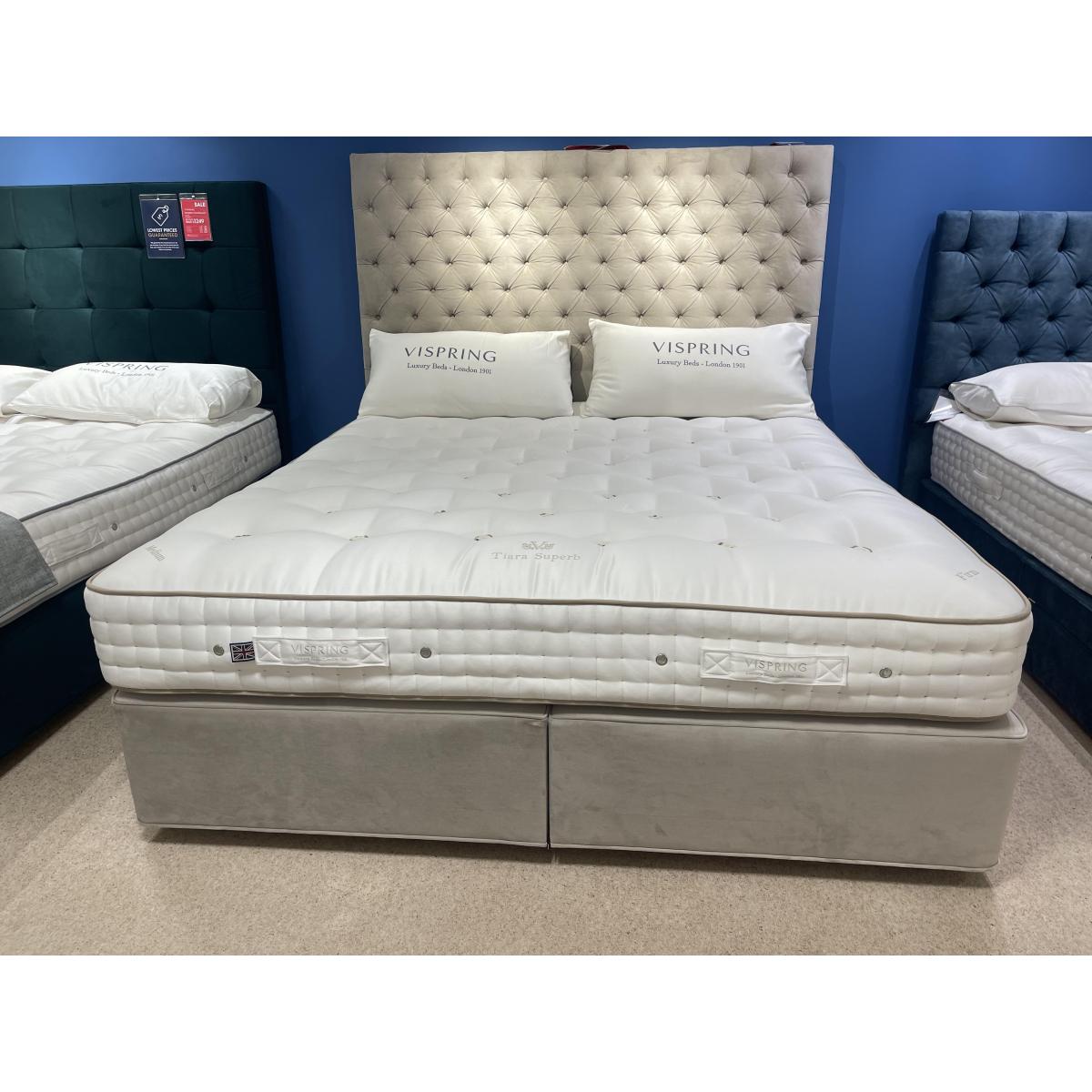 Vispring - Tiara Superb superking non drawer divan set with Aldo headboard – image 2
