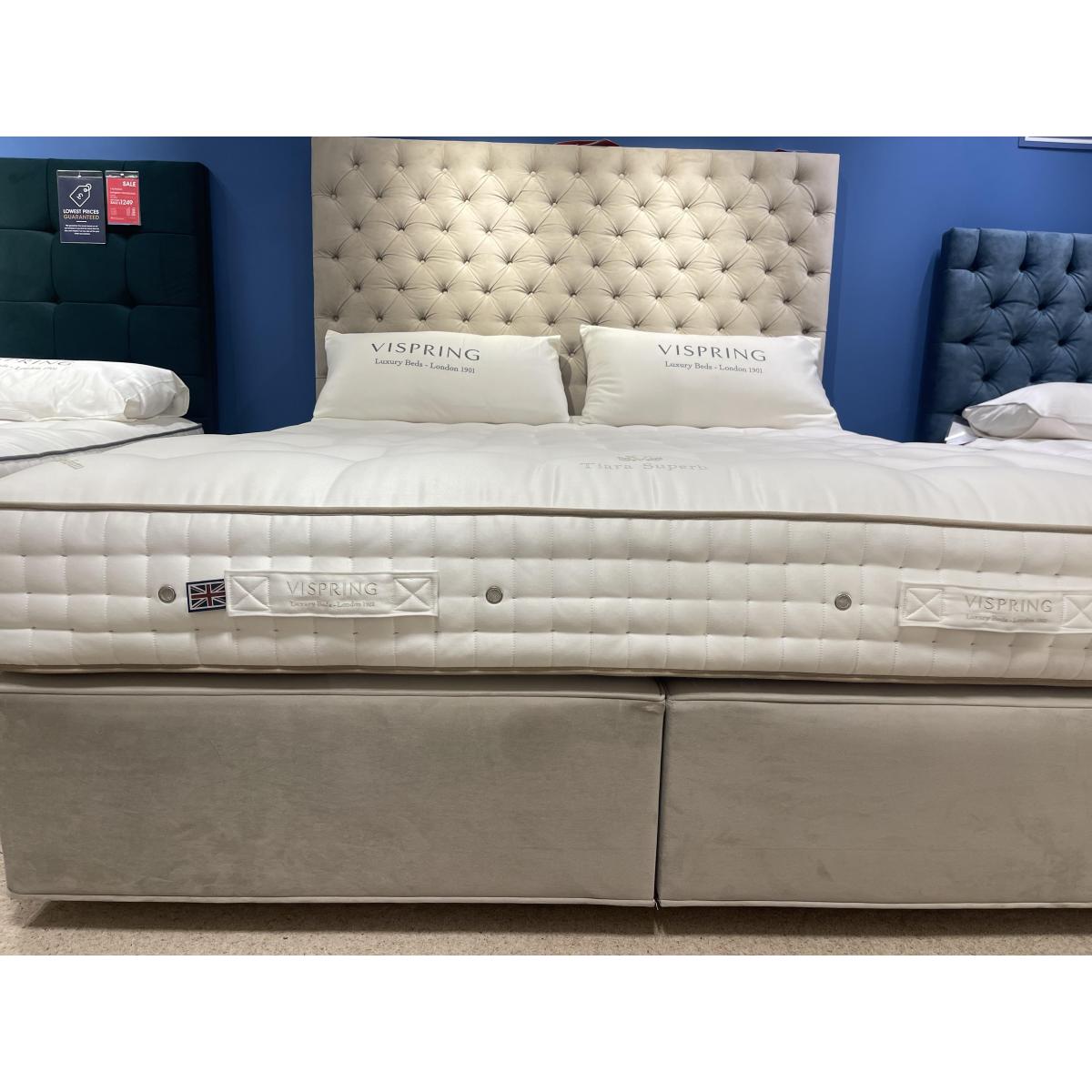 Vispring - Tiara Superb superking non drawer divan set with Aldo headboard – image 5