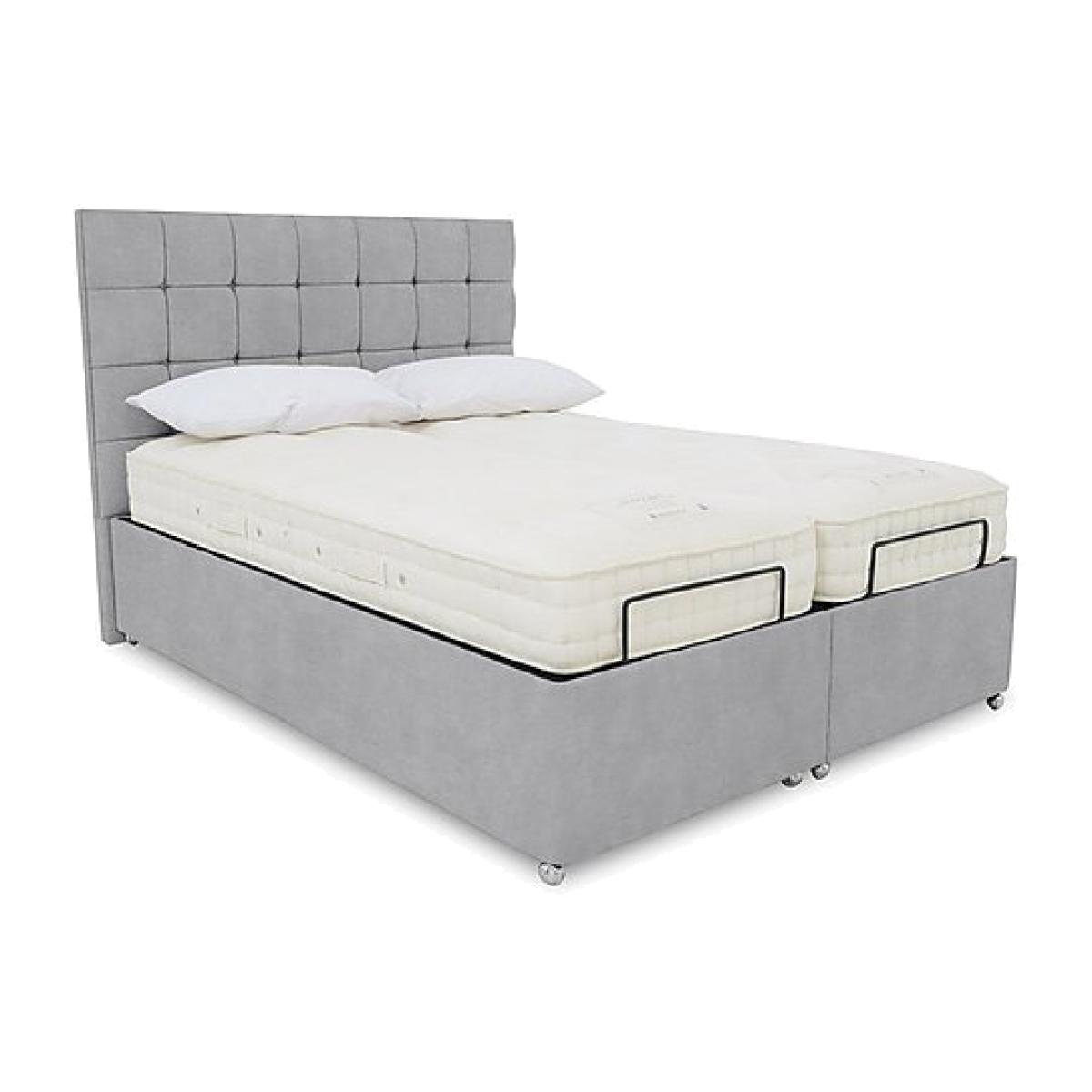 E-Motion Kaito Adjustable Ottoman Divan Base with Headboard - King Size - Aston Silver
