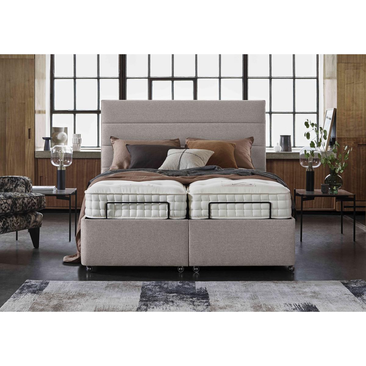 E-Motion Natsu Dual Adjustable Divan Base With 4 Drawers with Headboard - King Size - Aston Silver – image 2