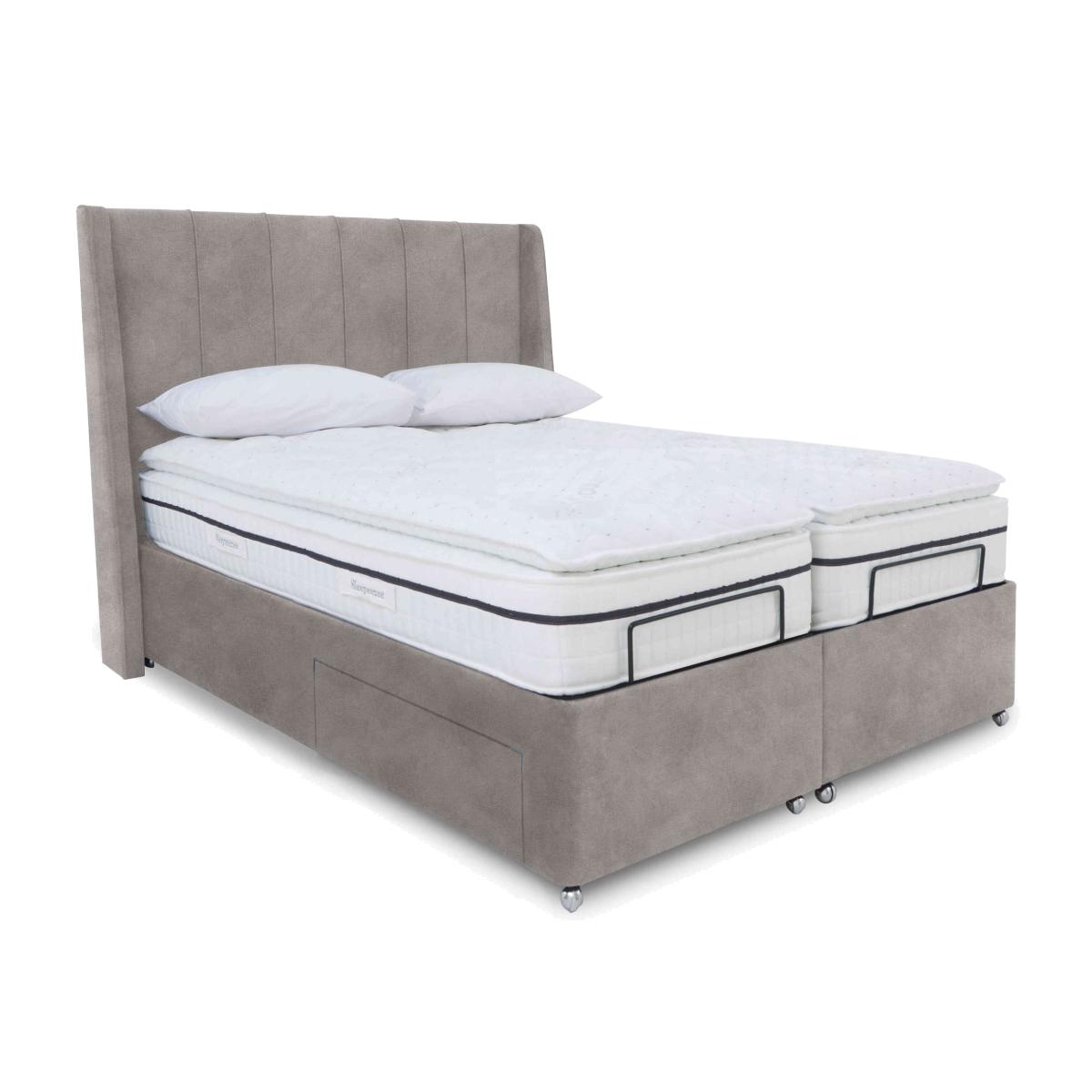E-Motion Akira Dual Adjustable Divan Base With 4 Drawers with Headboard - King Size - Dapple Oyster – image 1