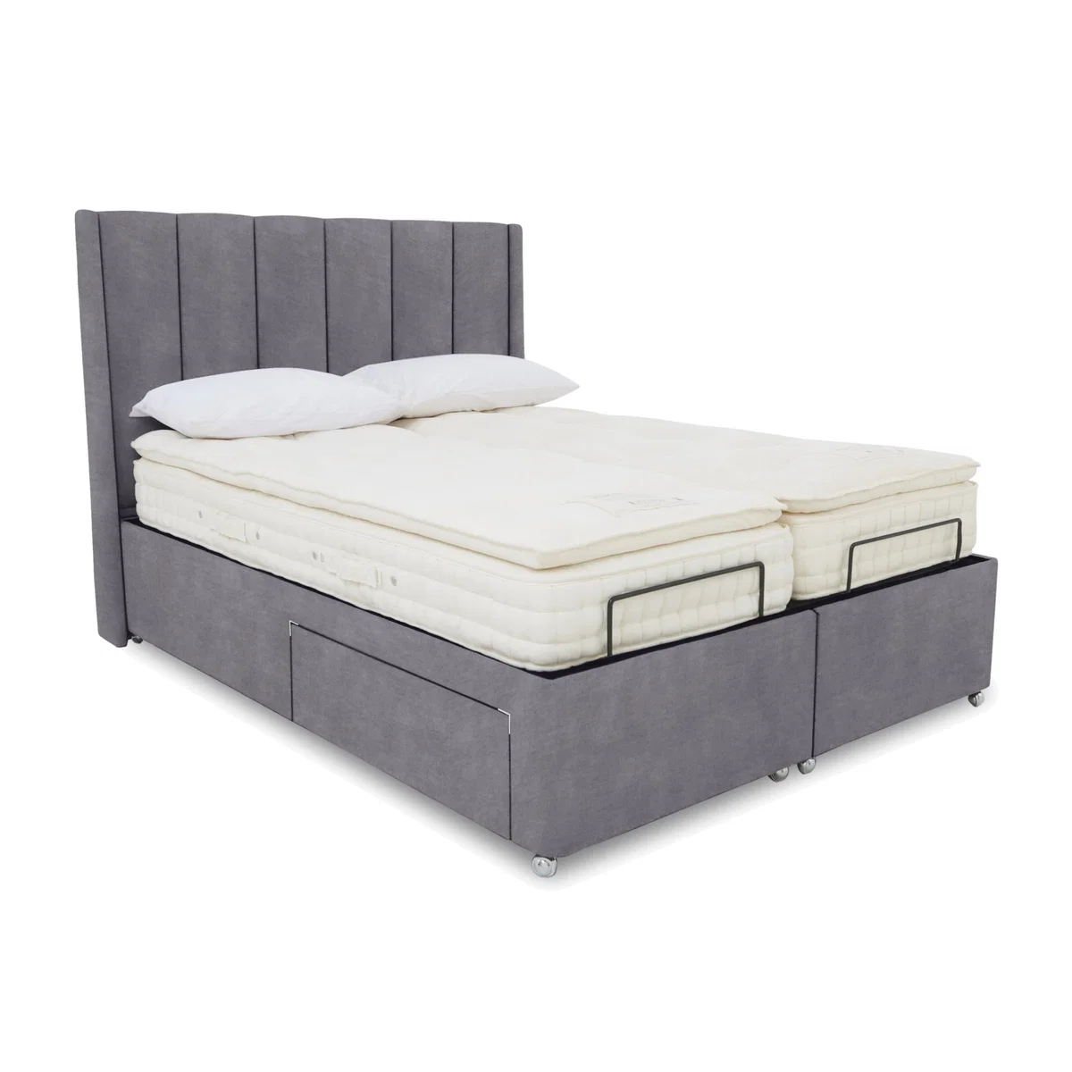 E-Motion Ryo Dual Adjustable Divan Base with Headboard - Super King - Aston Steel – image 1