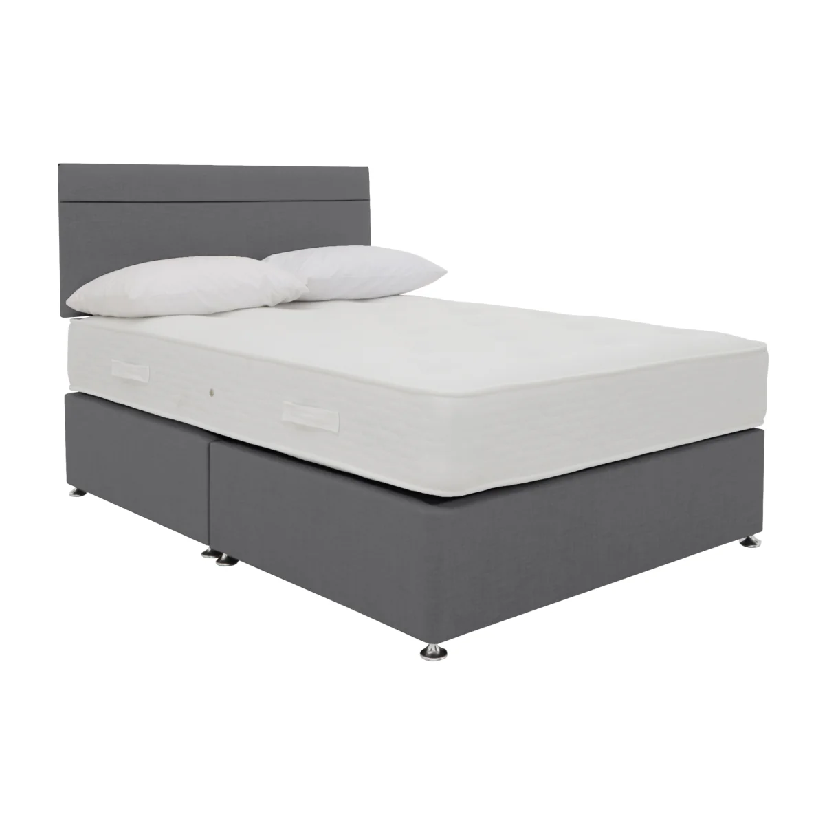 Essentials Dream Pocket King Size Divan Set and Mirage Strutted Headboard - King Size - Plush Arctic Grey - Bedroom Furniture - In Time for Christmas – image 1