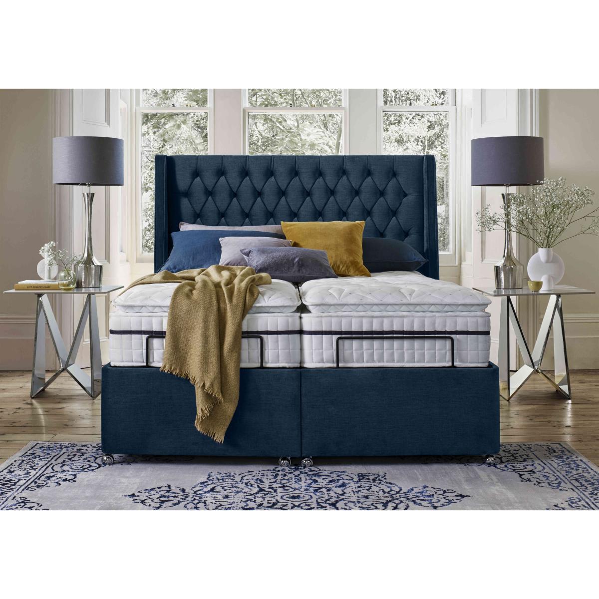 E-Motion Zen Dual Adjustable Divan Base With 2 Drawers with Massage Function and Headboard - Super King - Dapple Mink – image 3