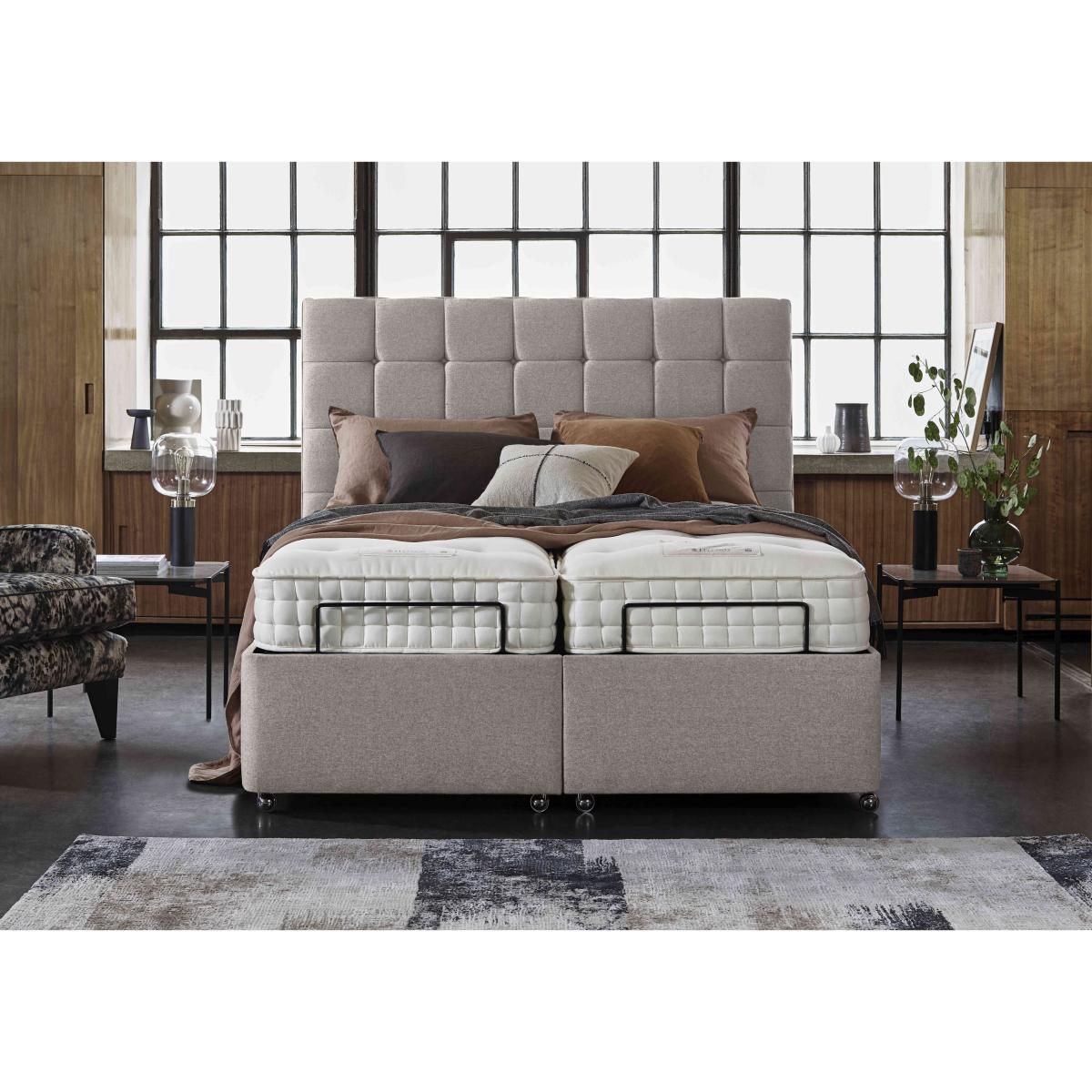 E-Motion Kaito Dual Adjustable Divan Base With 2 Drawers with Headboard - King Size - Sandstone Pearl – image 2