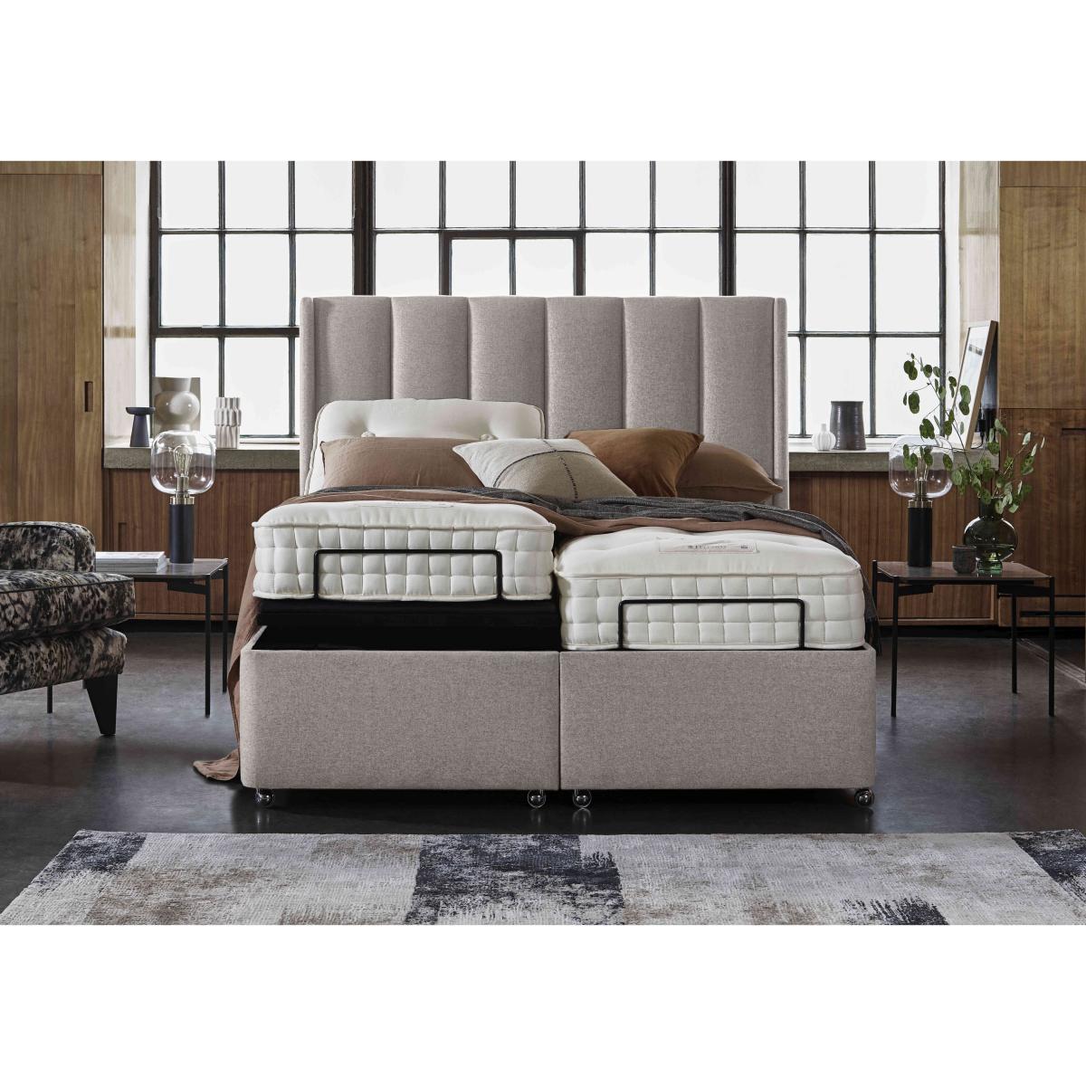 E-Motion Ryo Dual Adjustable Divan Base With 2 Drawers with Massage Function and Headboard - Super King - Daytona Coal – image 2