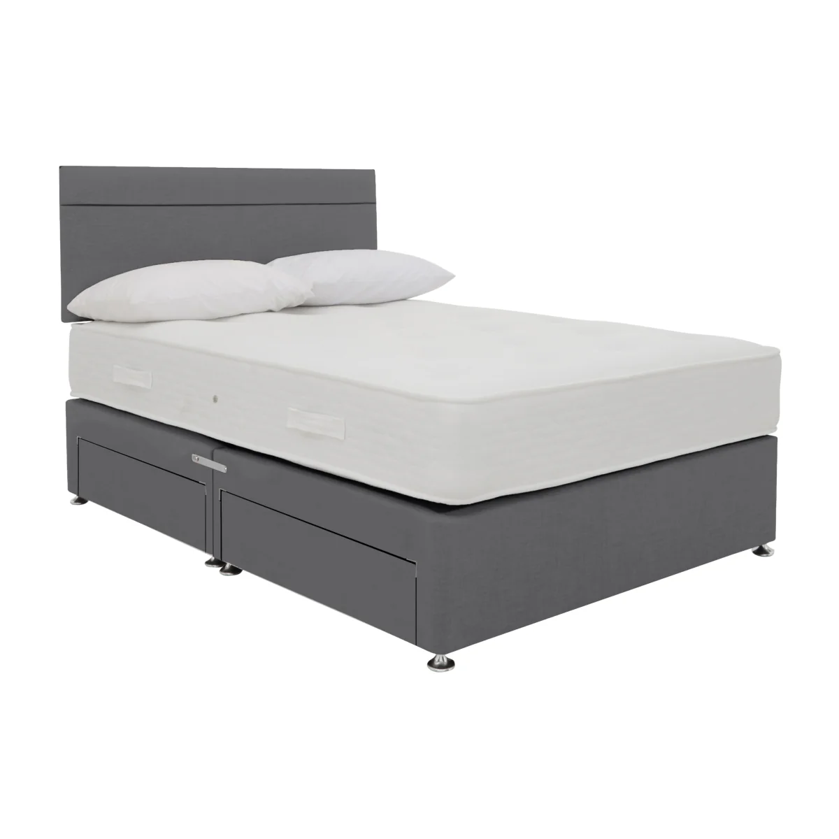 King Size Divan Set with 2 Drawers and Mirage Strutted Headboard - King Size - Plush Arctic Grey - Bedroom Furniture - In Time for Christmas – image 1