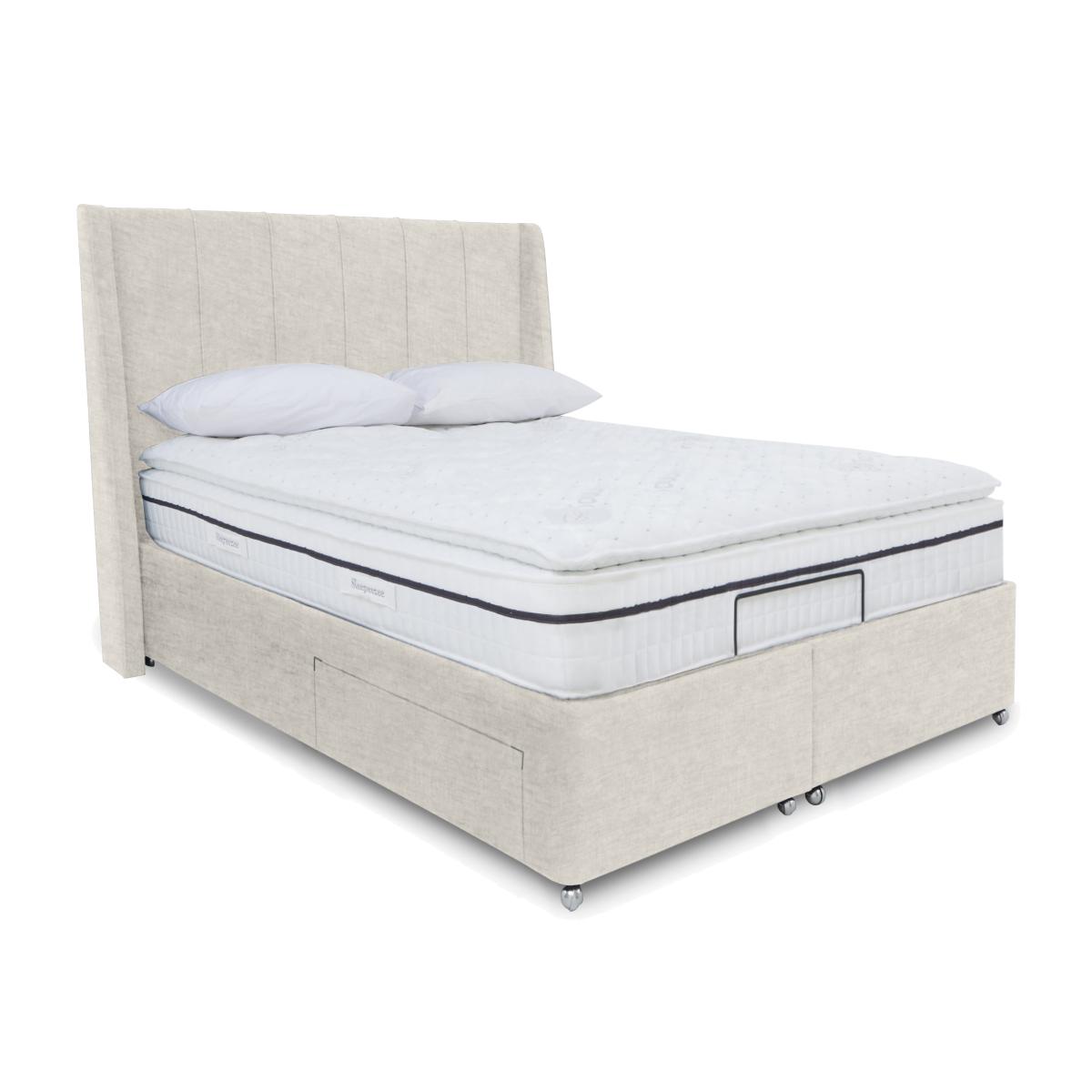 E-Motion Akira Adjustable Divan Base with Headboard - King Size - Sandstone Pearl – image 1