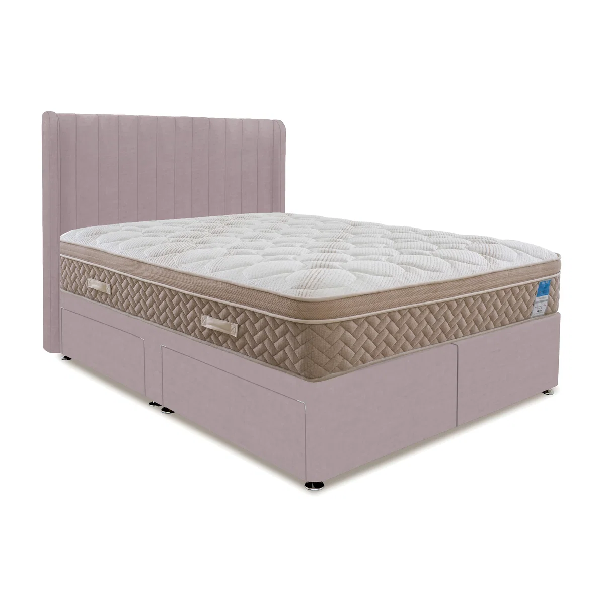 Sleep Story - PlushTech Divan Set With 4 Drawer Storage - Super King - Plush Lilac – image 1
