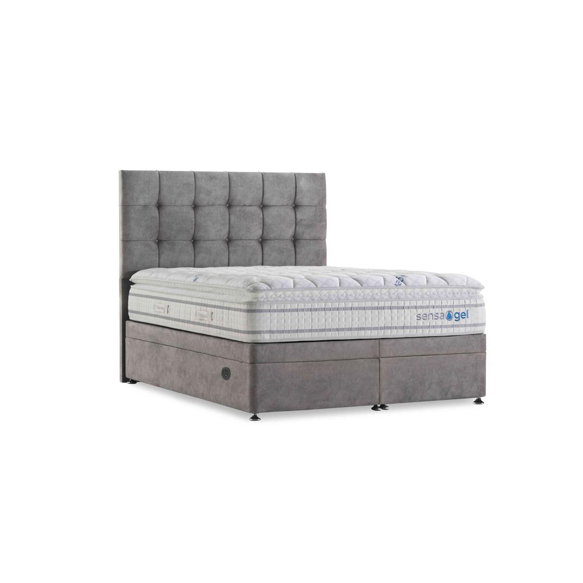 Sleep Story - SensaGel 6000 Electric End Ottoman Divan Set - Double - Dapple Silver – image 2