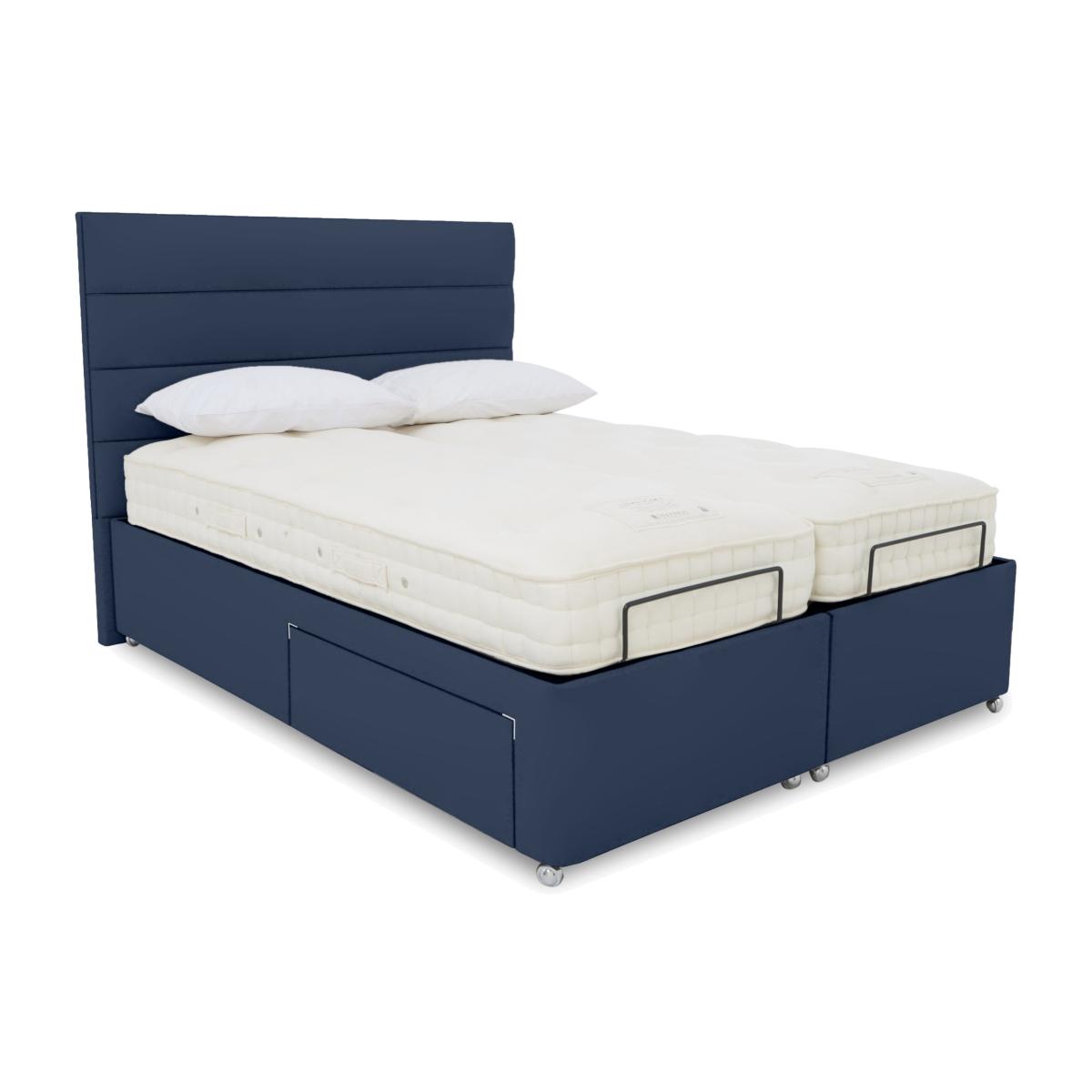 E-Motion Natsu Dual Adjustable Divan Base With 2 Drawers with Massage Function and Headboard - Super King - Granite Blue – image 1