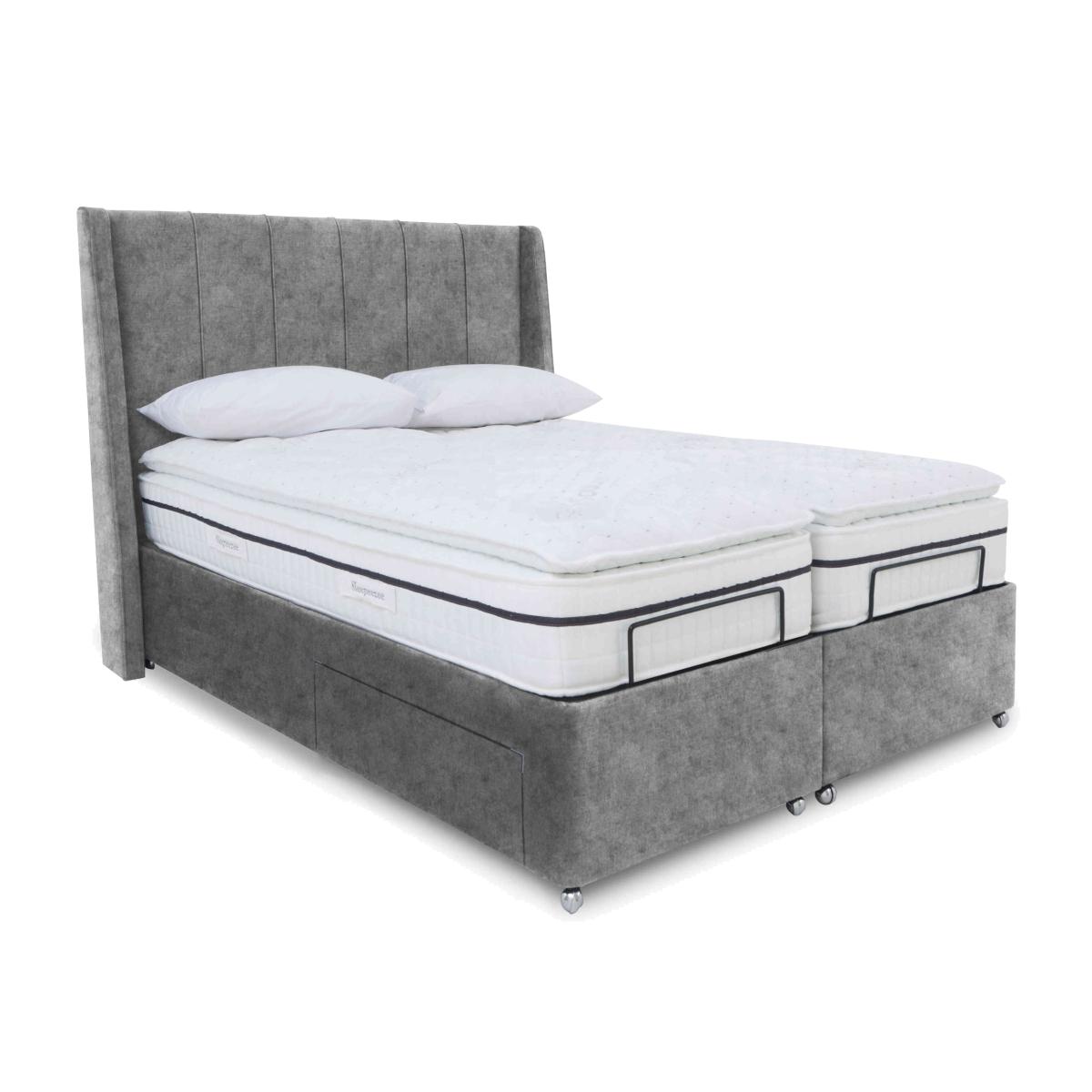 E-Motion Akira Dual Adjustable Divan Base With 4 Drawers with Headboard - King Size - Daytona Pebble – image 1