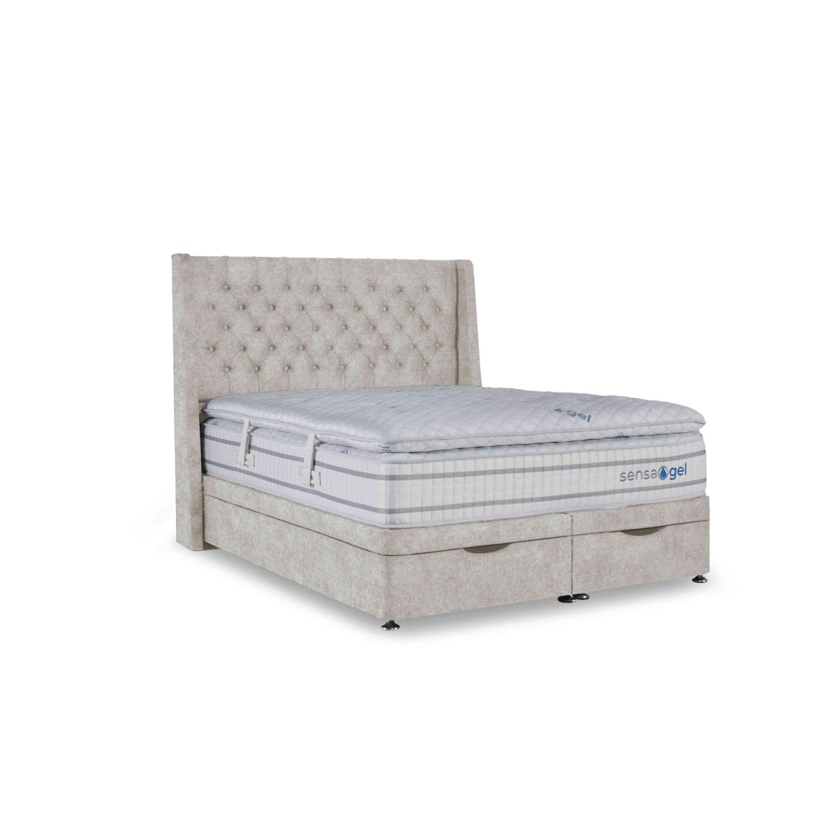Sleepeezee - SensaGel 12000 Manual End Ottoman Divan Set - Double - Tweed Stone – image 2
