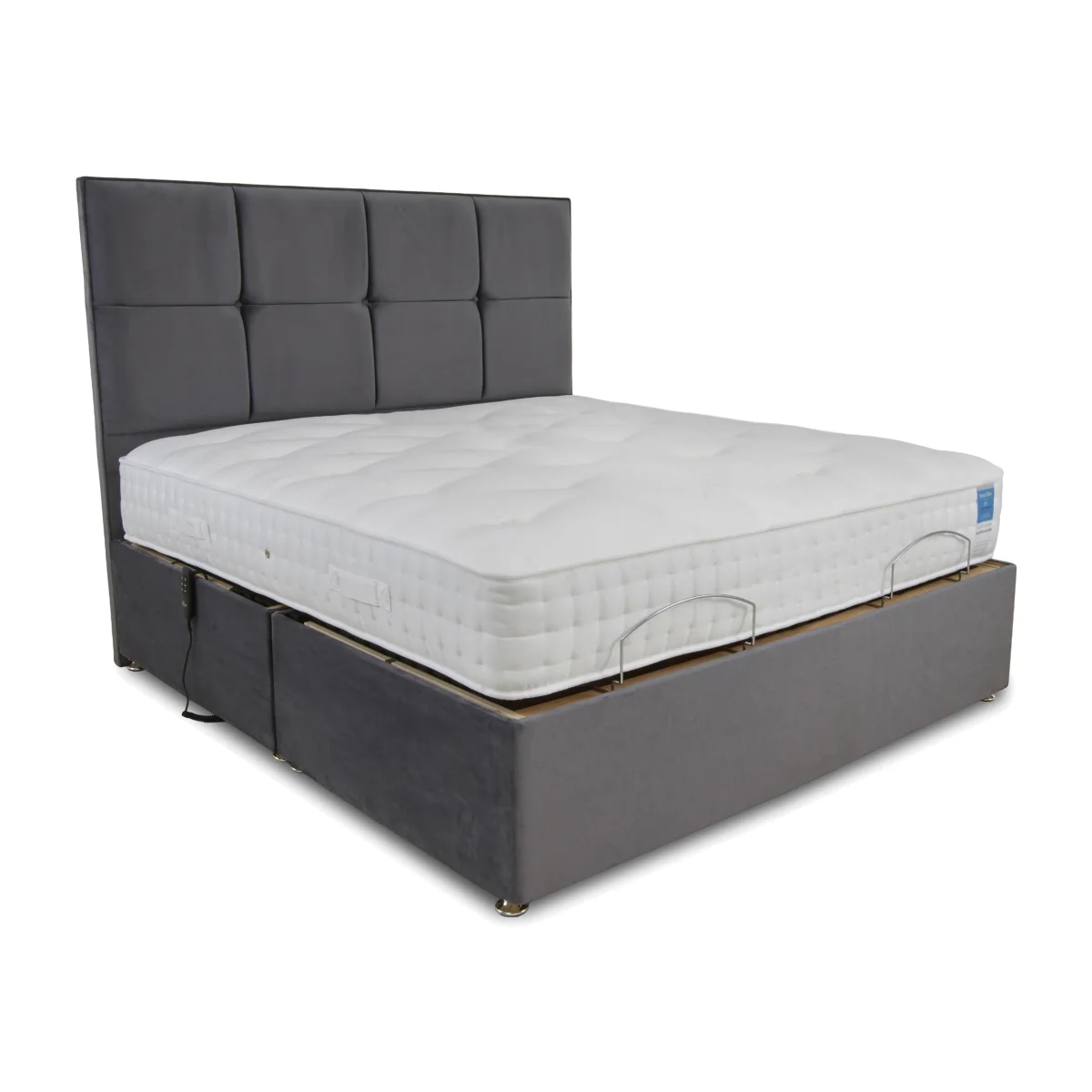 Sleep Story - Natural Comfort Adjustable Soft Divan Set - Small Double - Plush Dark Grey – image 1