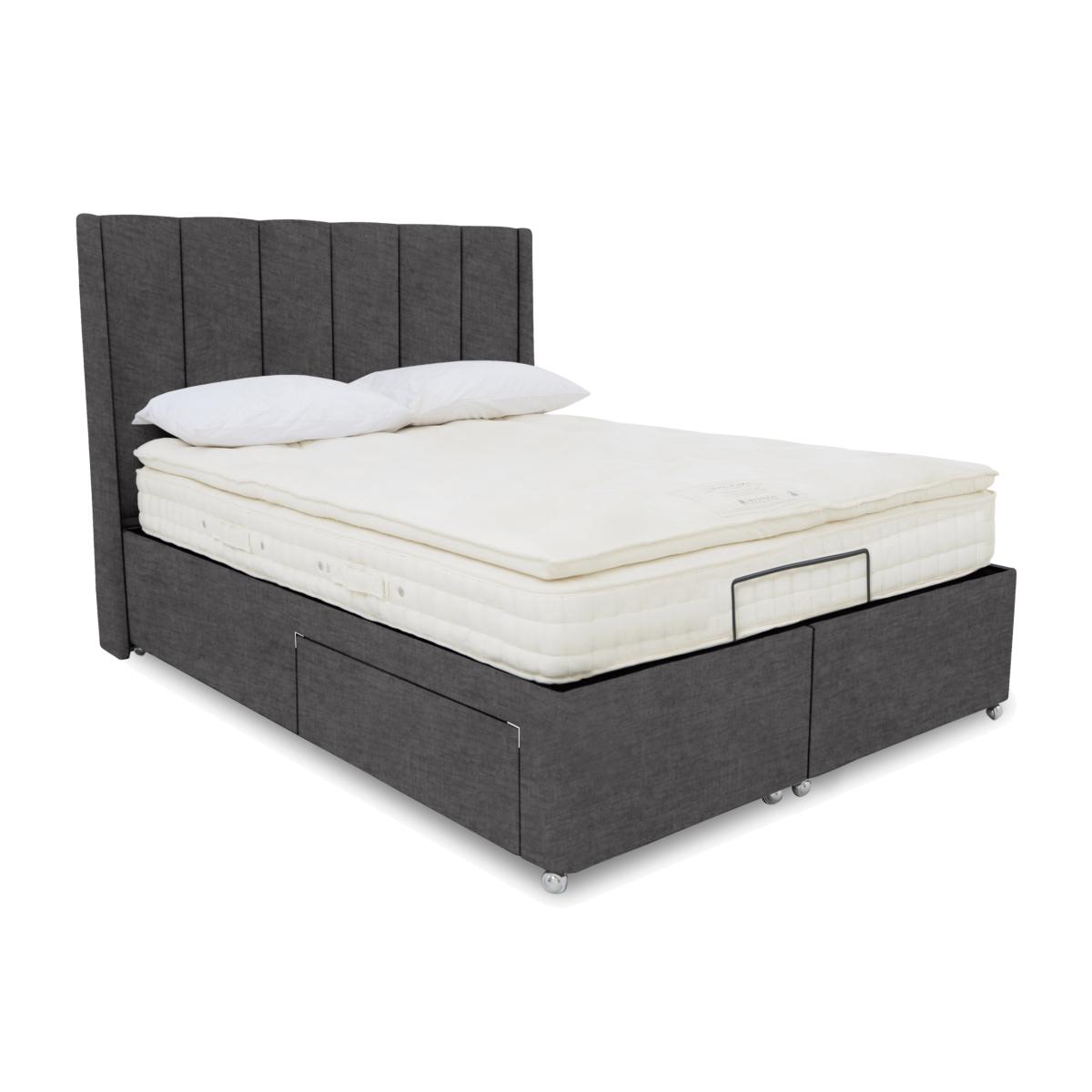 E-Motion Ryo Adjustable Divan Base with Headboard - King Size - Smokey Quartz – image 1
