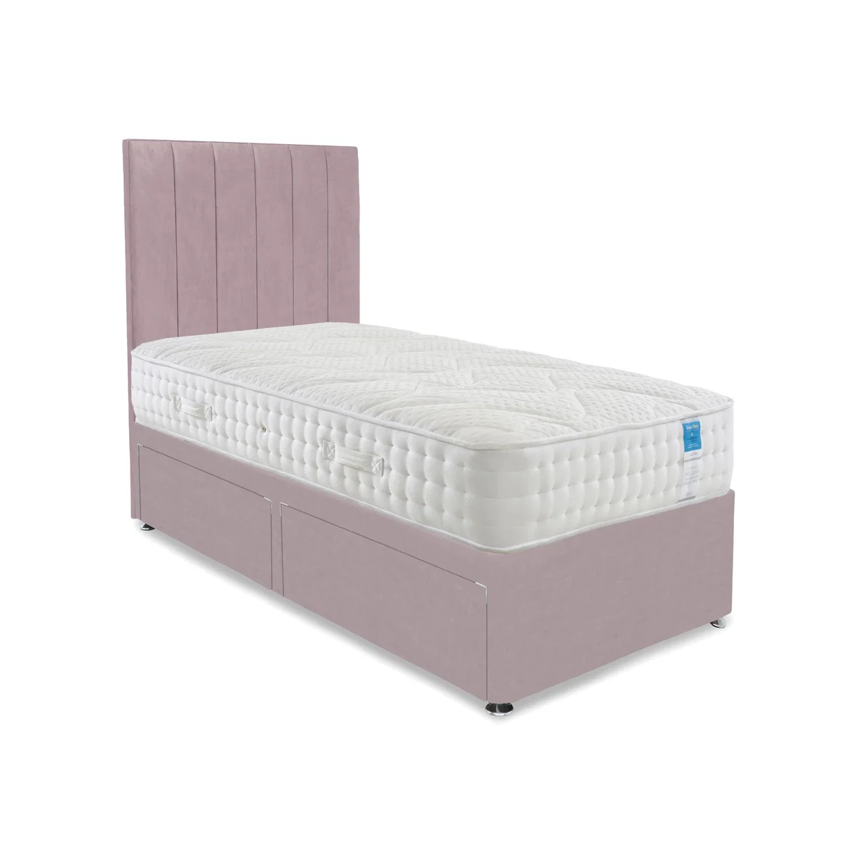 Sleep Story - Luxury Firm Divan Set With 2 Drawer Storage - Small Single - Plush Lilac – image 1