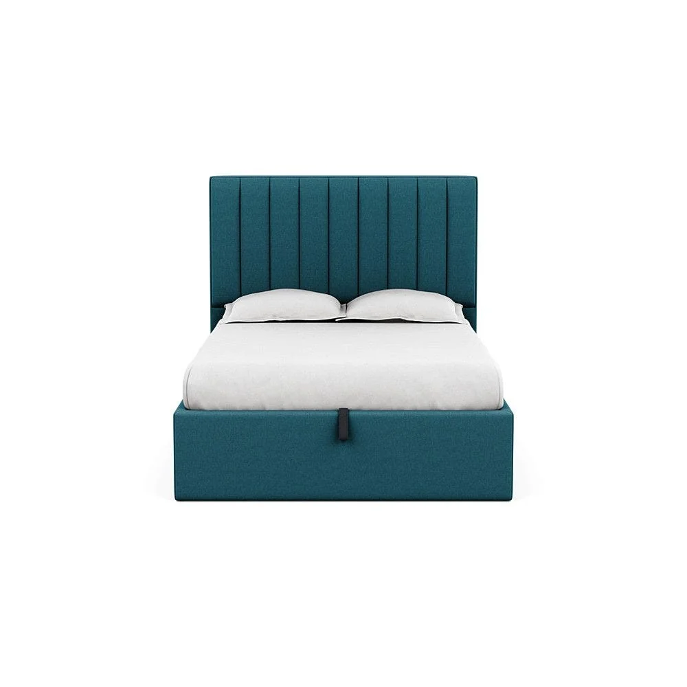 Heal's Lift Storage Divan King Smart Cotton Linen Indigo Natural Feet – image 2