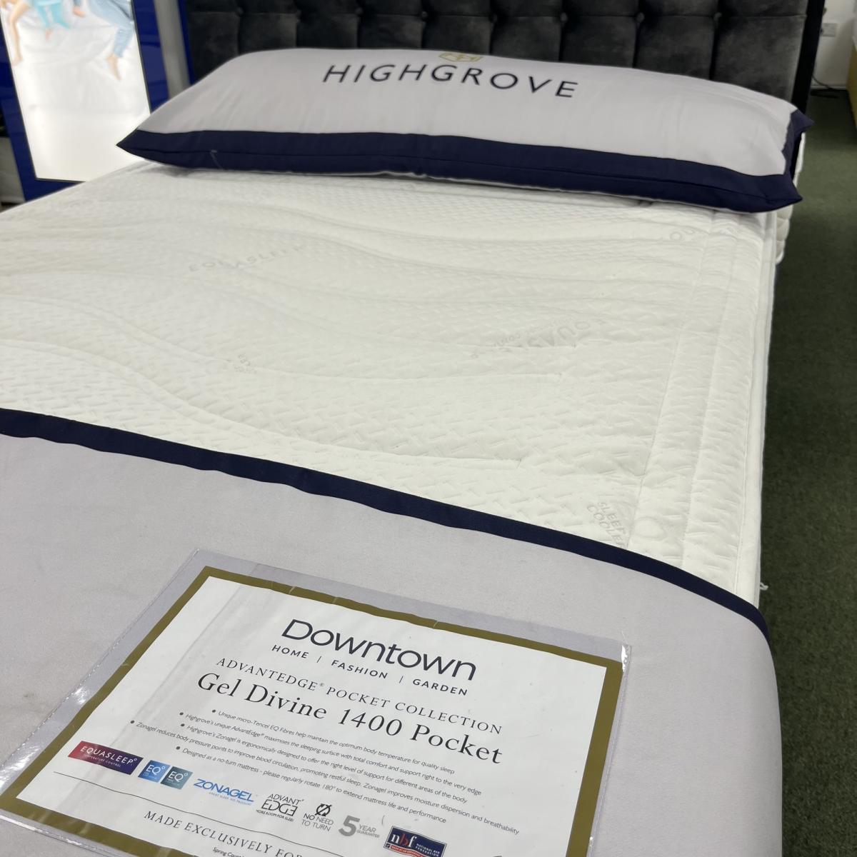 Highgrove Gel Divine 1400 Mattress and Divan Set With Headboard - 135cm Double - 4 Drawers - Strutted Compton – image 4