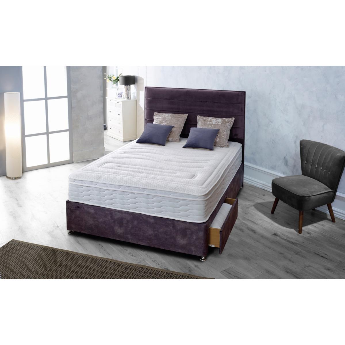 Highgrove Gel Divine 1400 Mattress and Divan Set With Headboard - 120cm Small Double - 4 Drawers - Strutted Compton – image 2