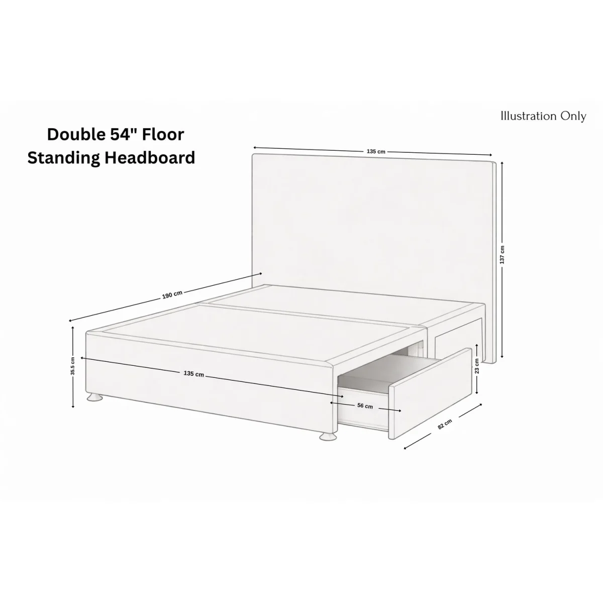 Sloomy Kansas Emerald Plush Divan Bed Base 2 Drawers Same Side 54 Inch Floor Standing Headboard - Emerald / 900mm – image 5