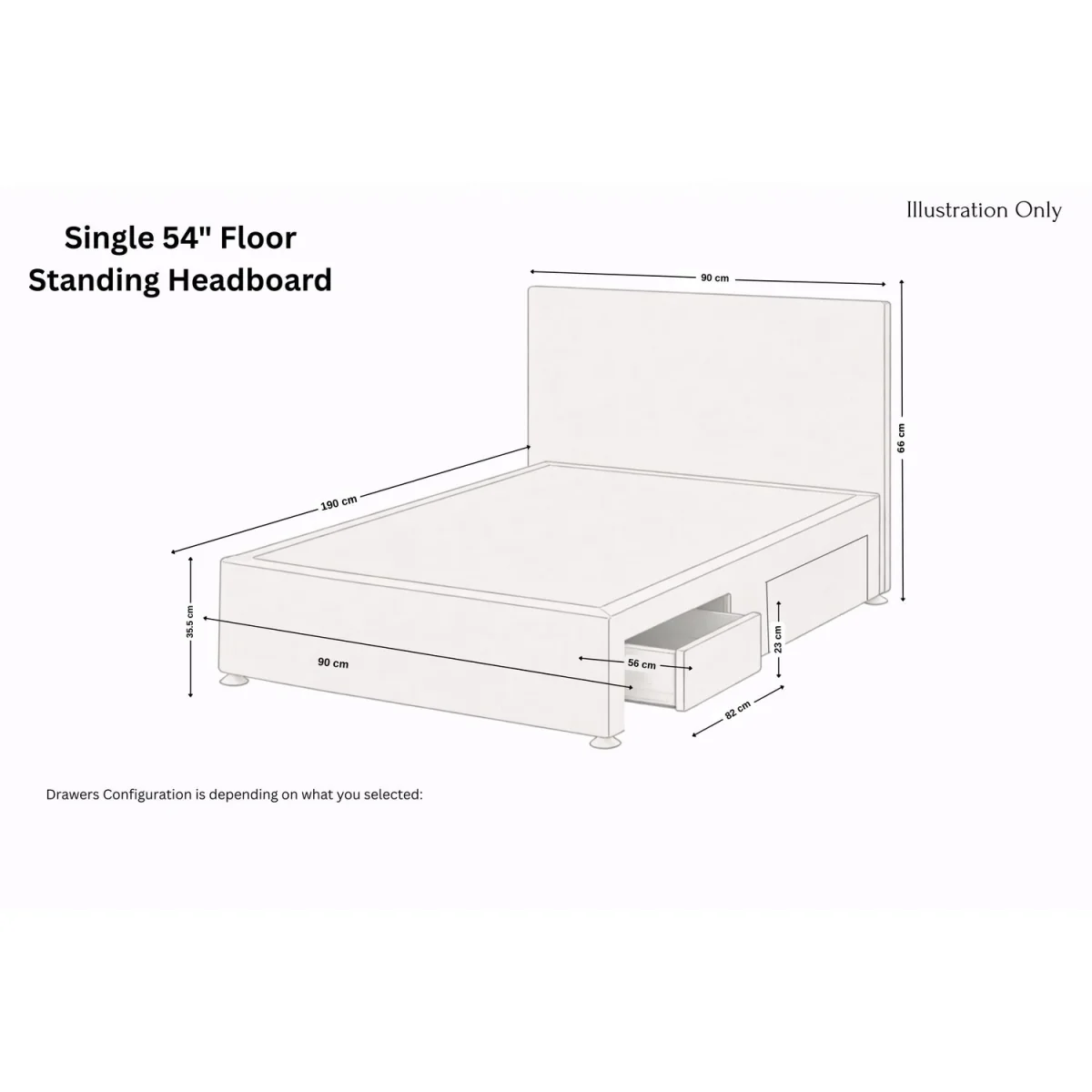 Sloomy Kansas Emerald Plush Divan Bed Base 2 Drawers Same Side 54 Inch Floor Standing Headboard - Emerald / 900mm – image 7