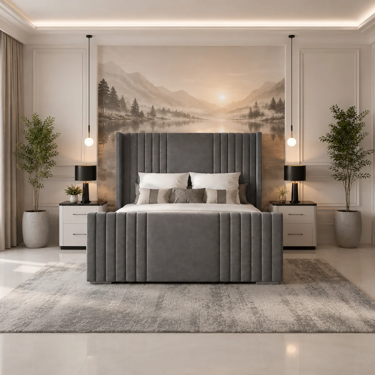 Luxury Divan Bed set with mattress & headboard - Beige / 135cm – image 2