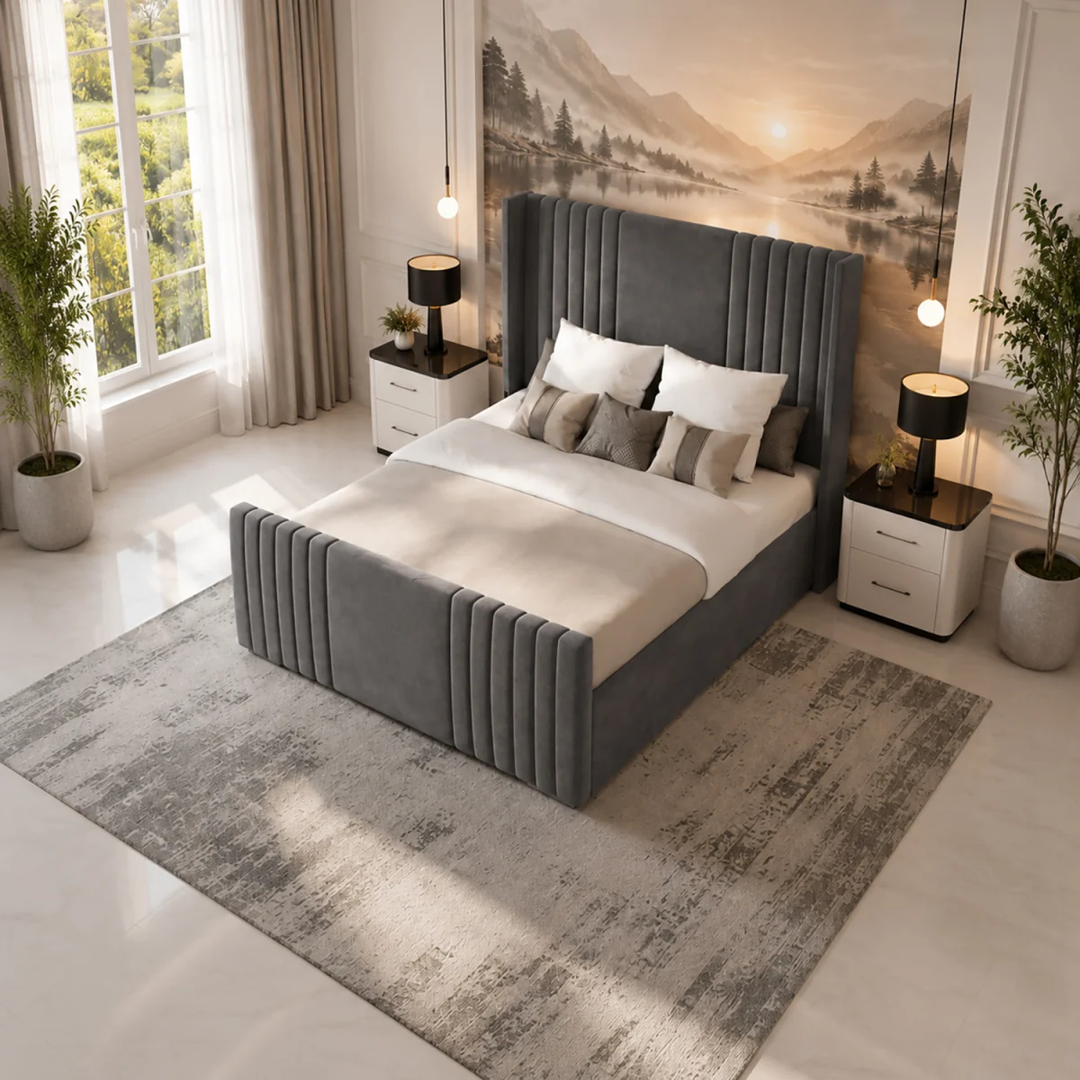 Luxury Divan Bed set with mattress & headboard - Beige / 135cm – image 8