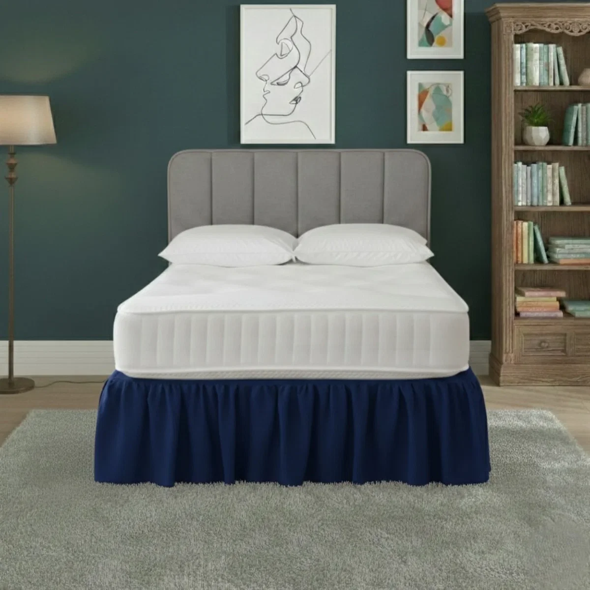 Base Valance Polycotton Sheet for Divan Beds Easy Care Bed Base Cover - Royal Blue / Double – image 1