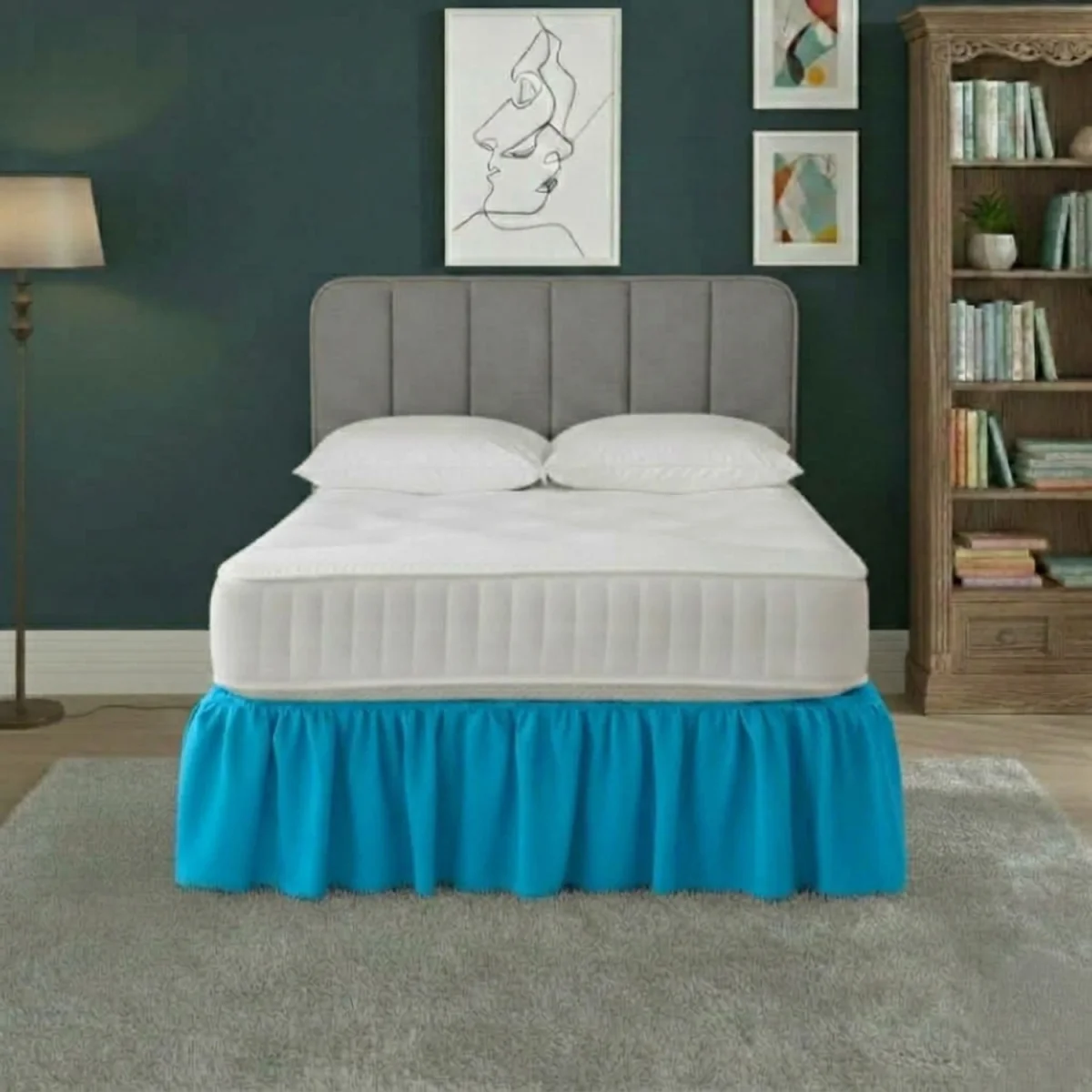 Base Valance Polycotton Sheet for Divan Beds Easy Care Bed Base Cover - Teal / King – image 1