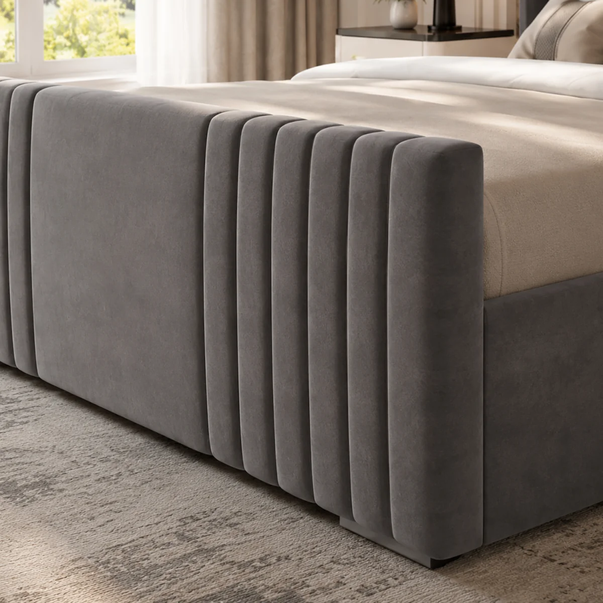 Luxury Divan Bed set with mattress & headboard - Dark Grey / 150cm – image 4