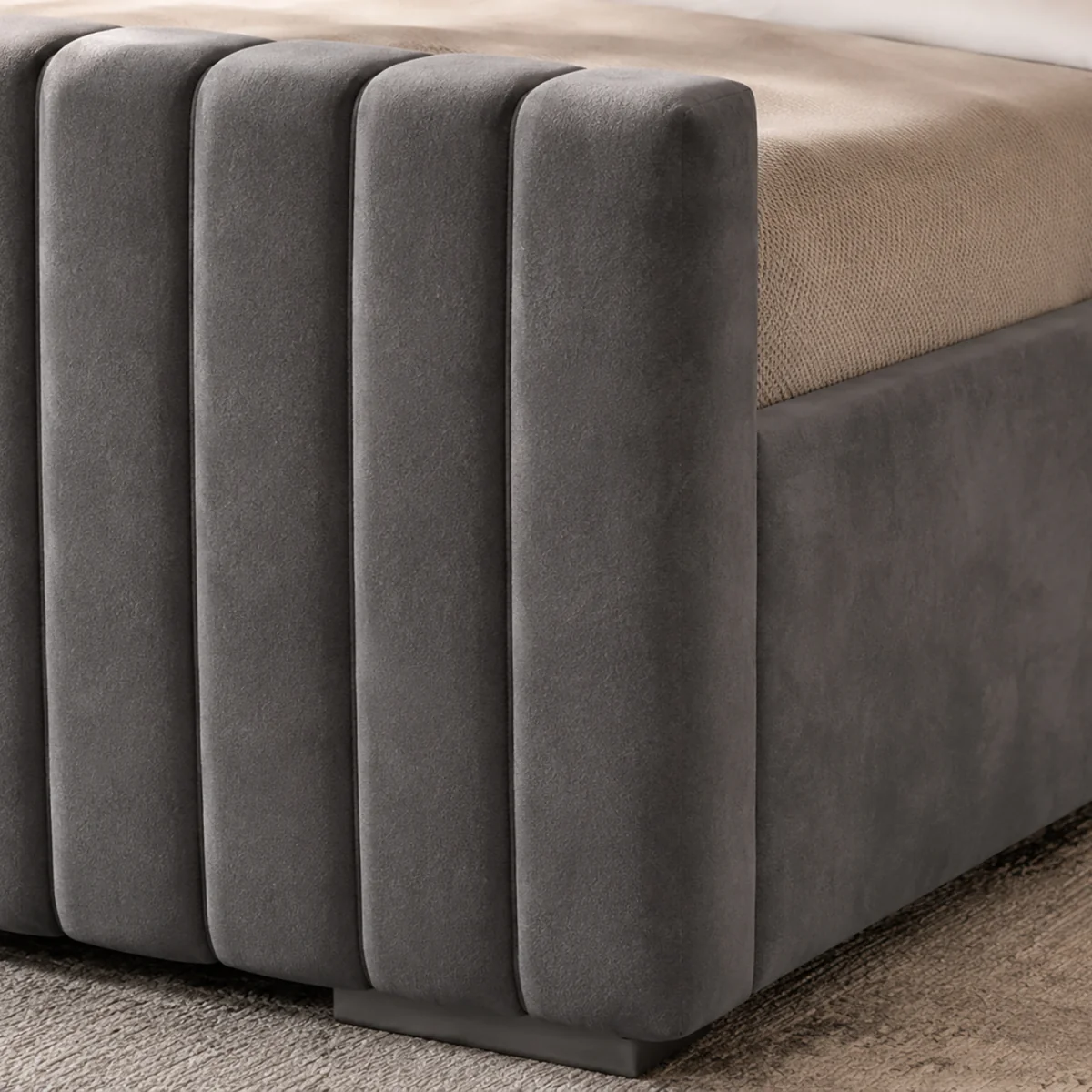 Luxury Divan Bed set with mattress & headboard - Dark Grey / 150cm – image 7