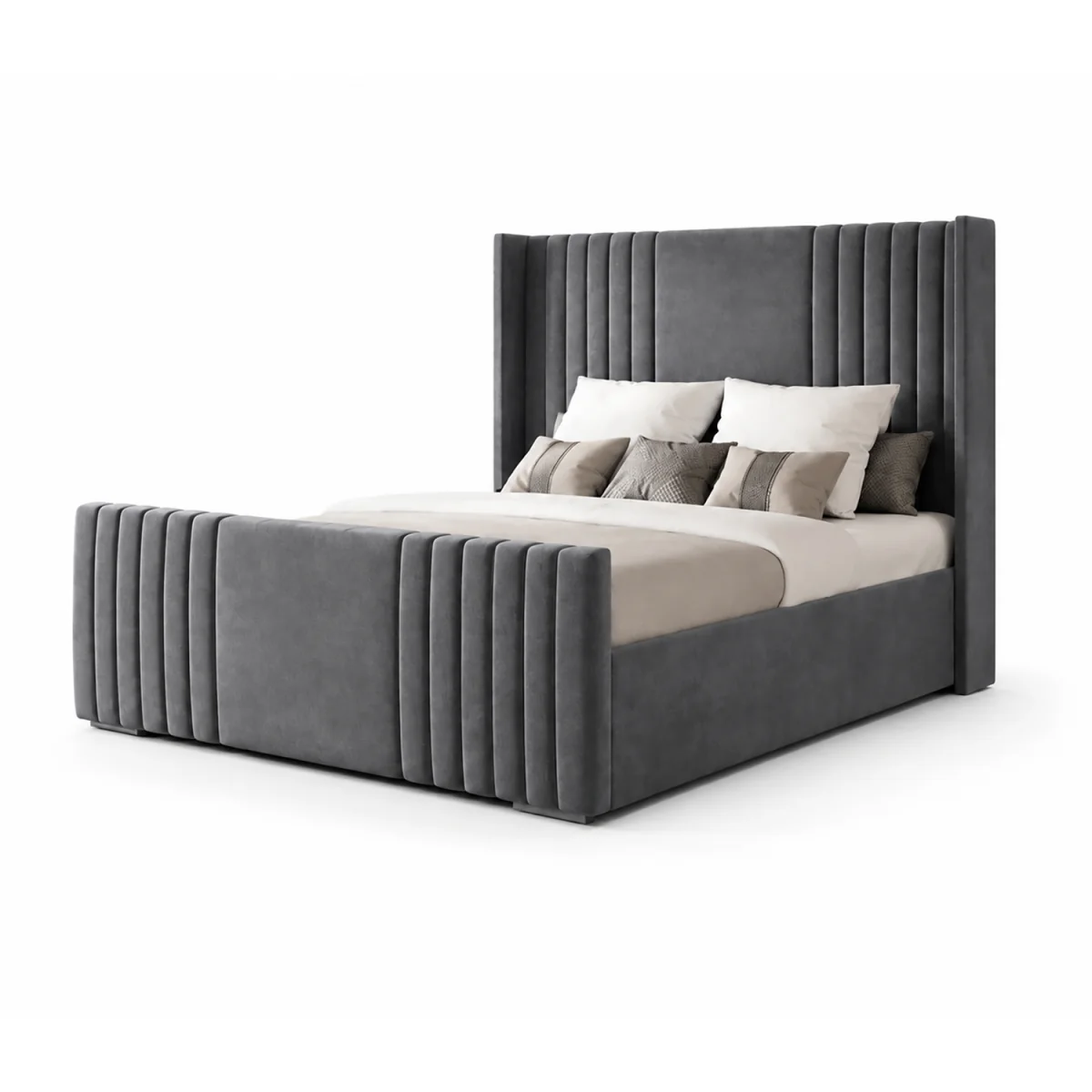 Luxury Divan Bed set with mattress & headboard - Dark Grey / 150cm – image 9