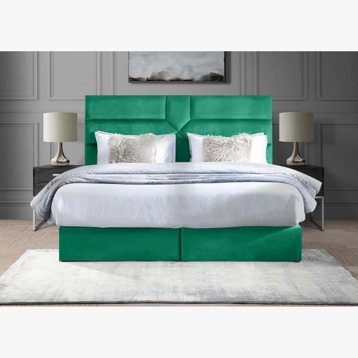 Tranquilite Divan Bed 54 inch Headboard Plush - Emerald