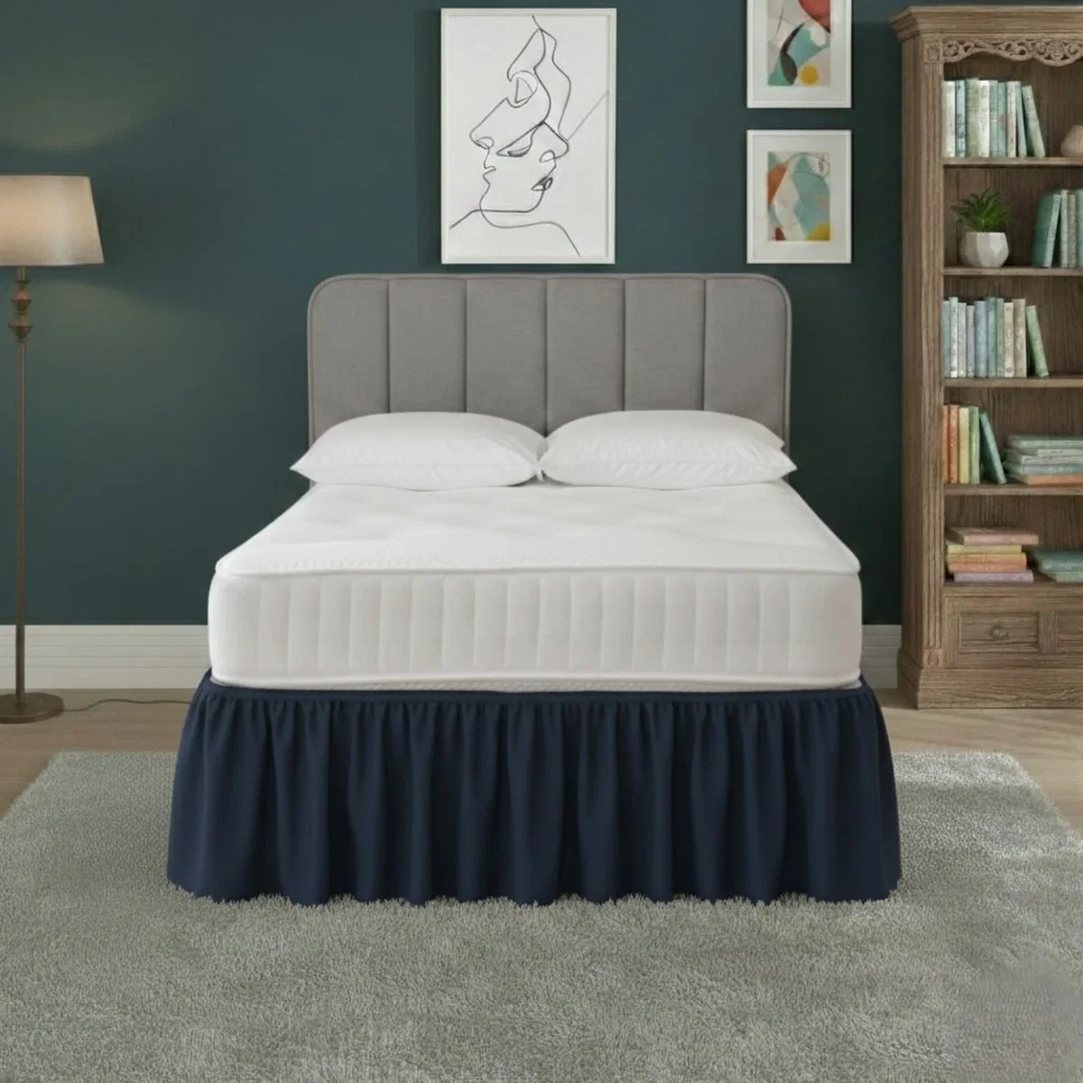 Base Valance Polycotton Sheet for Divan Beds Easy Care Bed Base Cover - Royal Blue / King – image 19