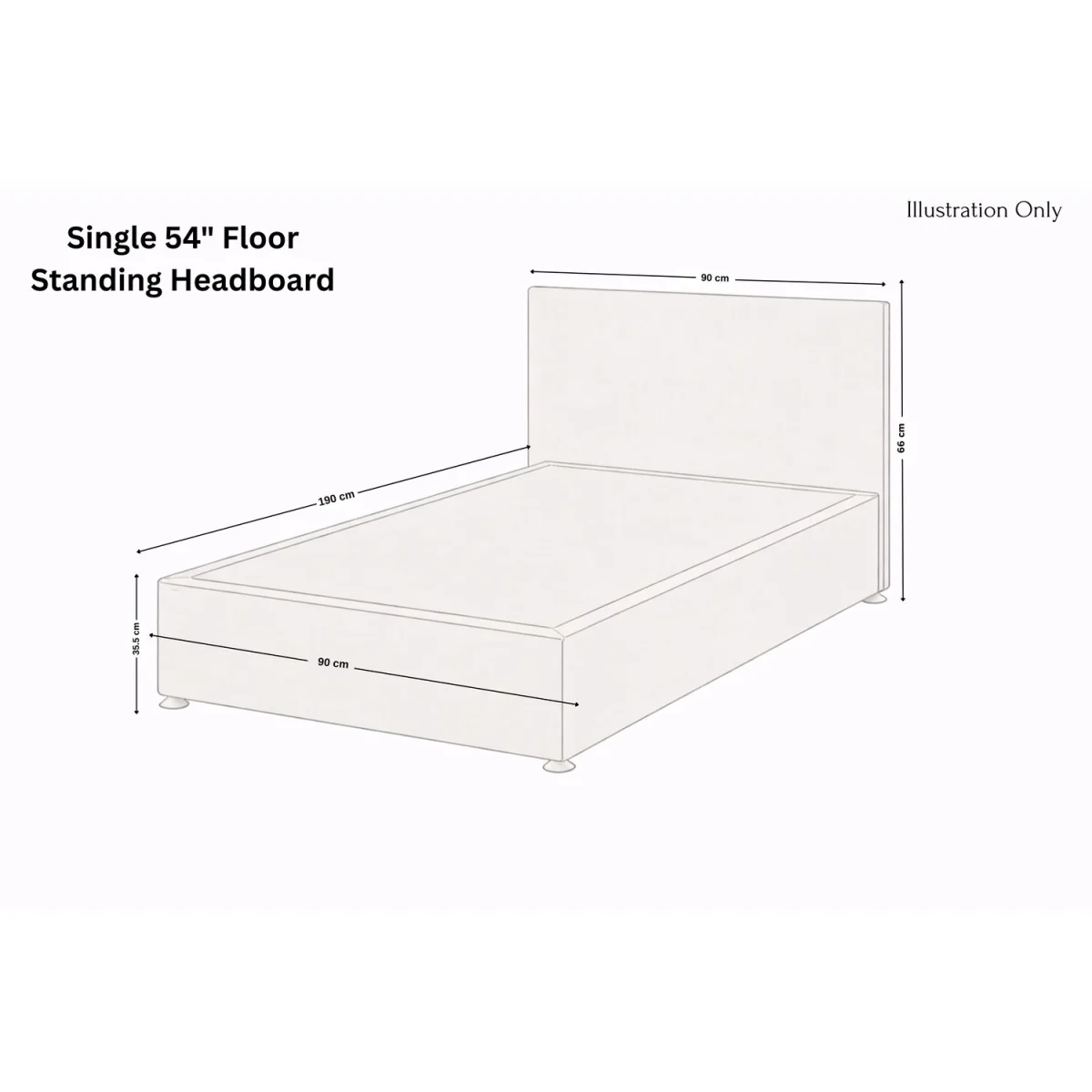 Sloomy Kansas Black Naples Divan Bed Base No Drawers 54 Inch Floor Standing Headboard - Black / 1500mm – image 6